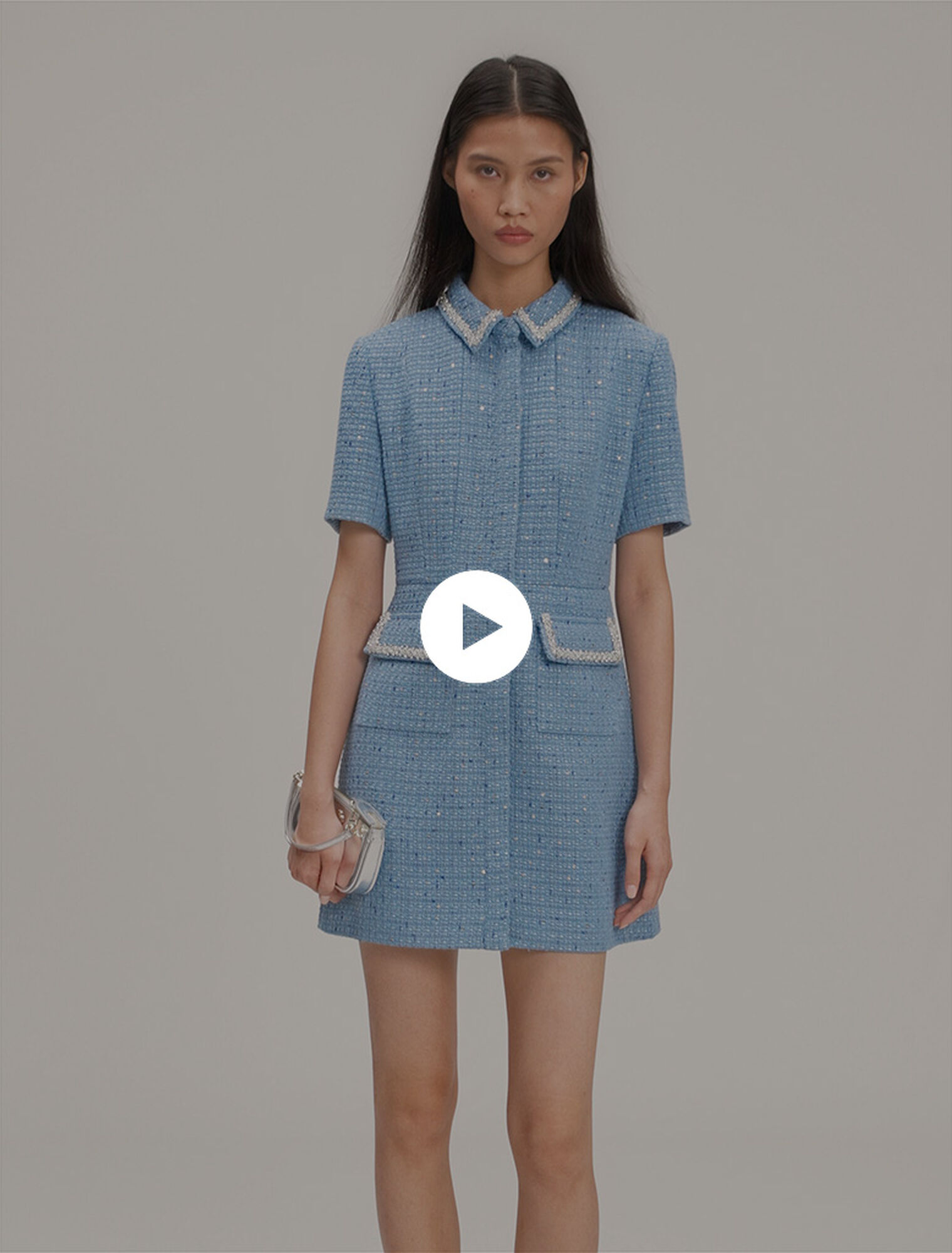 Sequin tweed mini dress