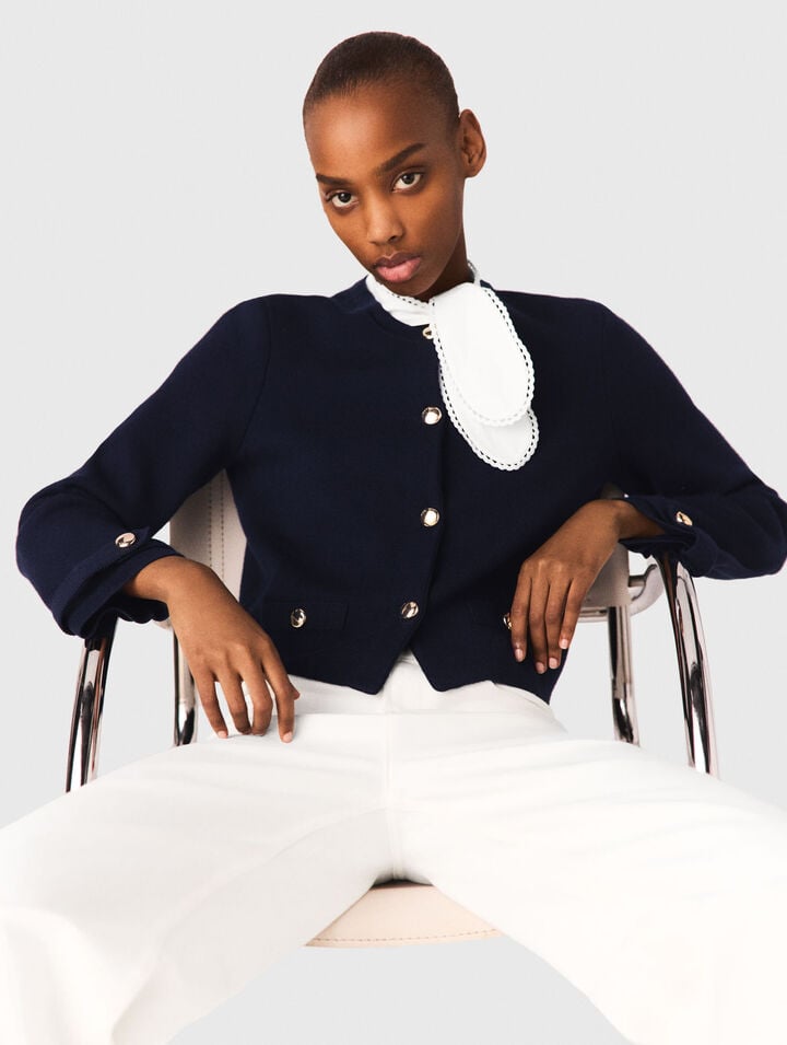 Detachable embroidered collar cardi