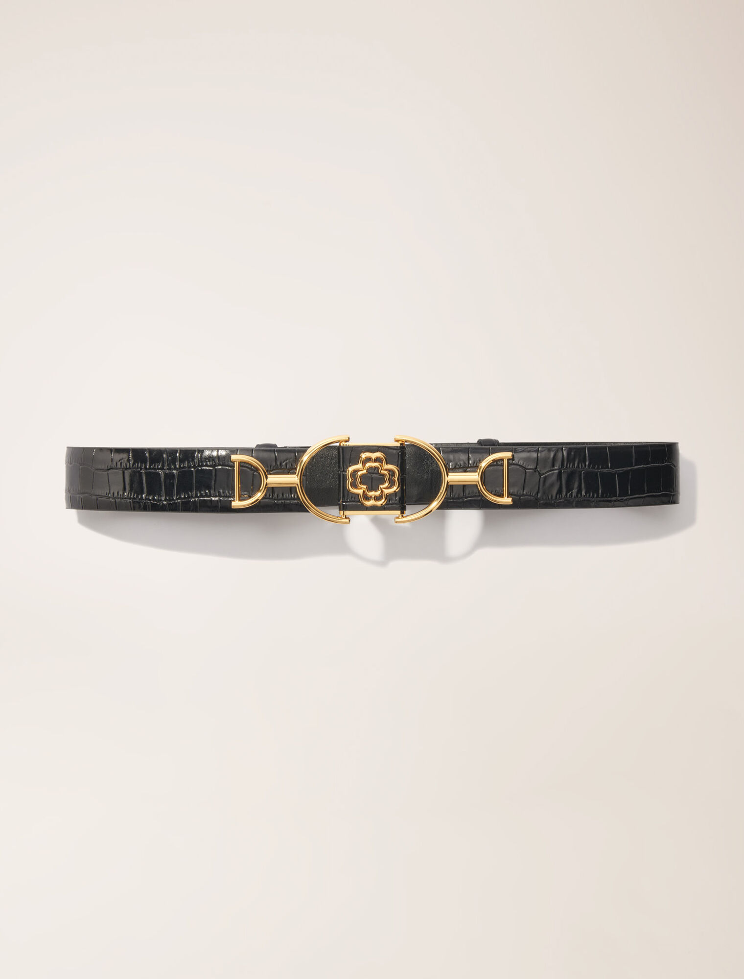 Wide smooth leather belt