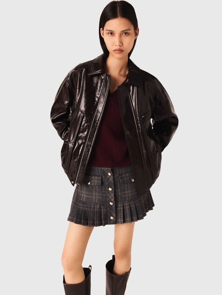 Crackled faux leather jacket