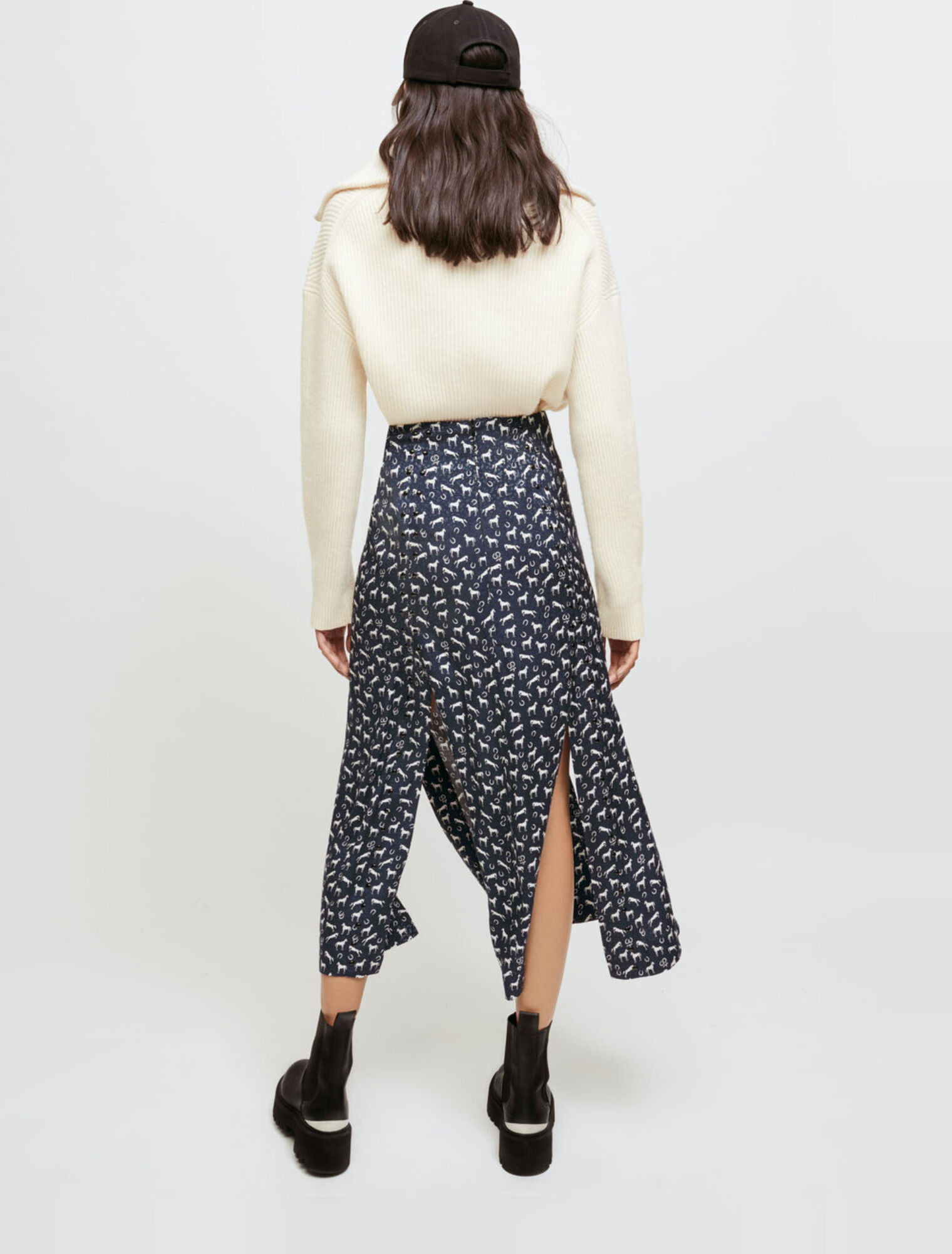 Horse stud print jacquard skirt