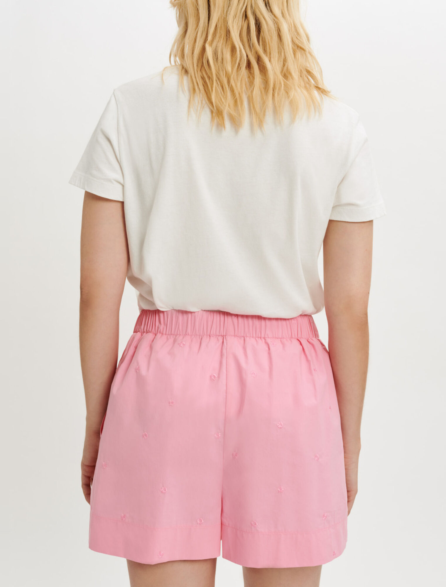 Embroidered poplin shorts