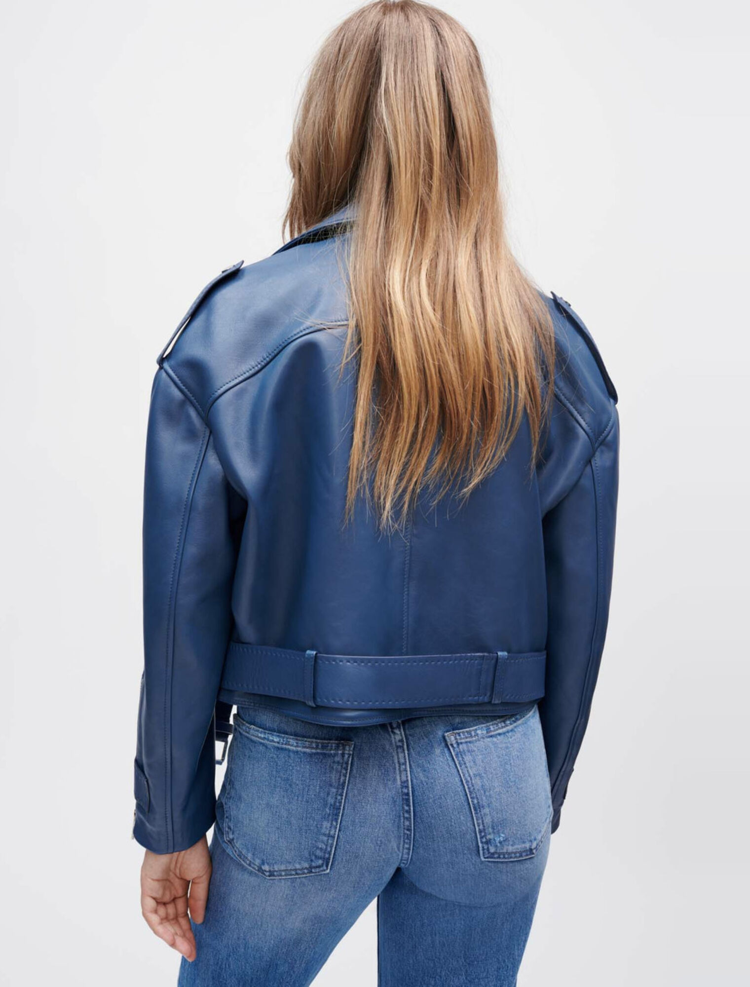 Leather biker-style jacket