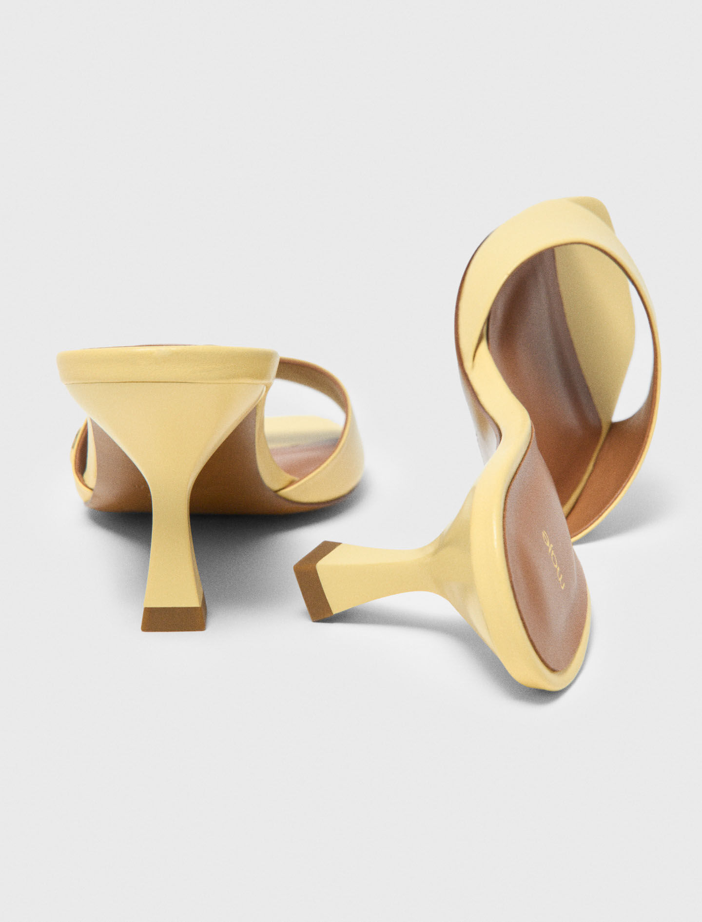 Leather mules Yellow / Orange For Women | Maje