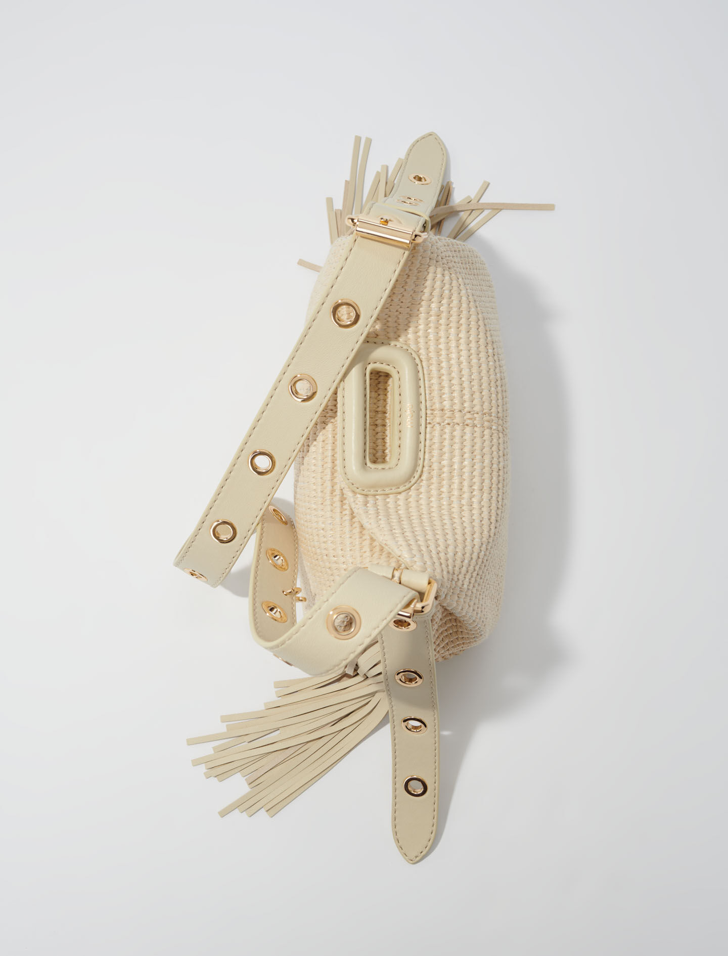 【MAJE】MISS M ラフィアミニバッグ フリンジ Raffia effect Miss M Mini bag Natural For Women | Maje