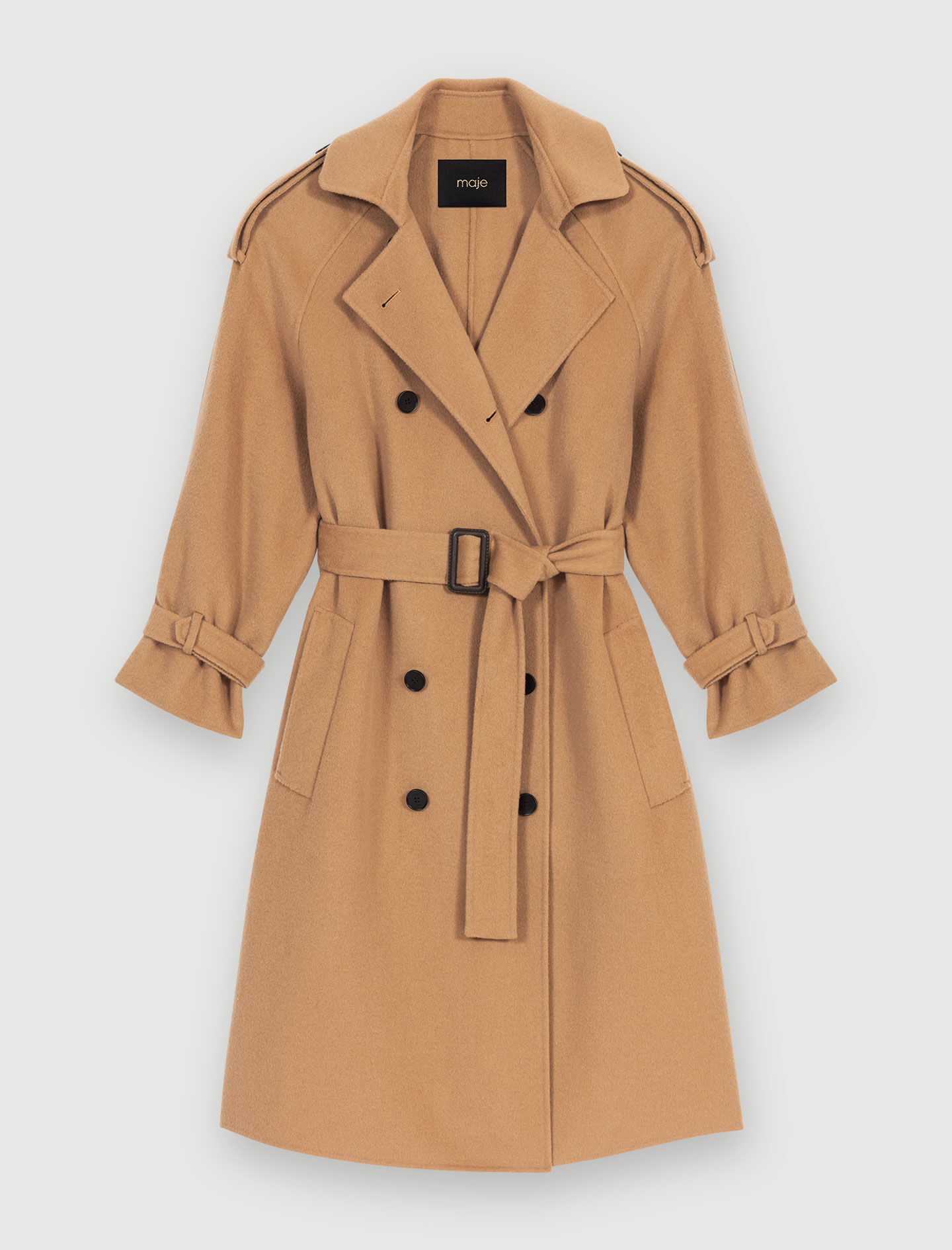 衝撃の激安コスパ・掘り出し物も For Natural coat wool Camel Women Maje | トレンチコート