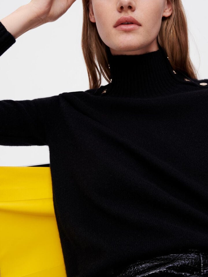 Cashmere sweater with stand-up collar
