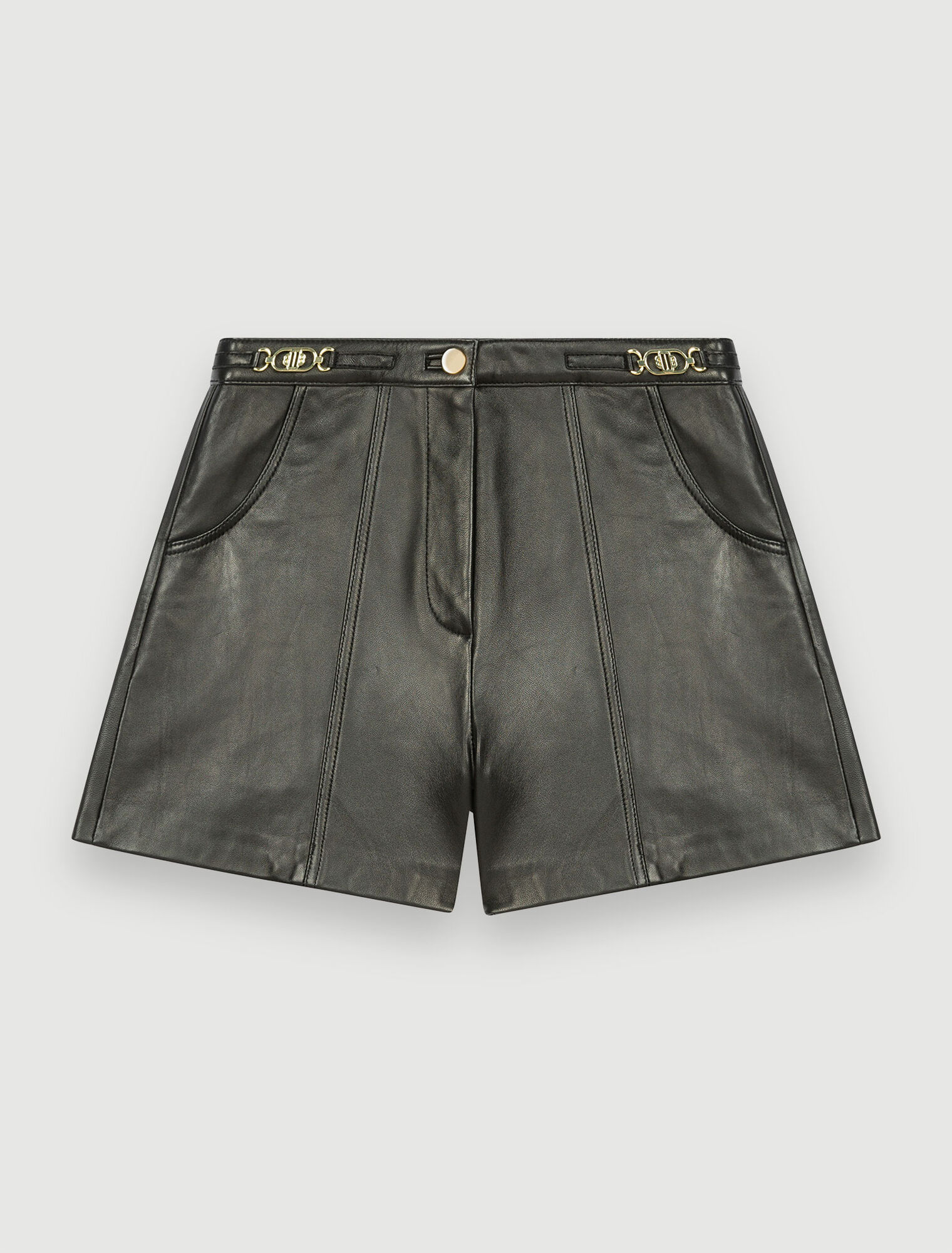 Leather shorts with gold-tone hardware
