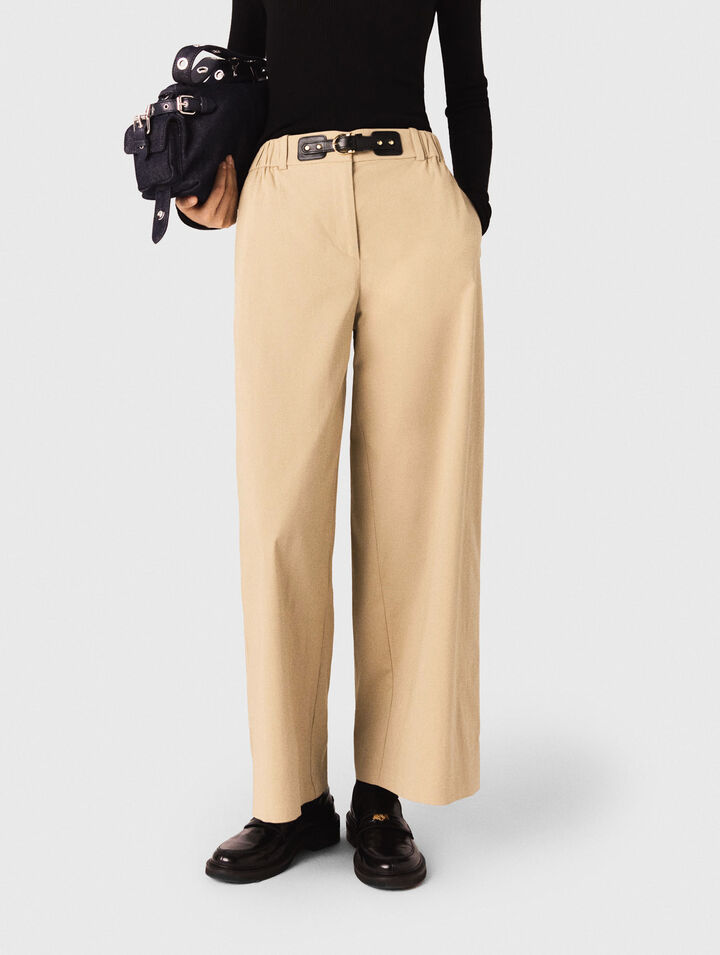 Wide-leg cotton trousers