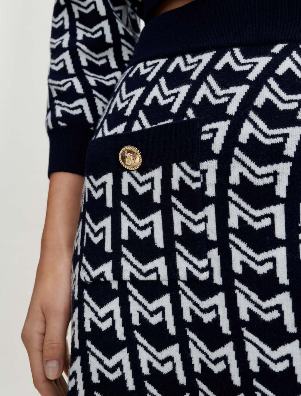 Monogrammed jacquard skirt