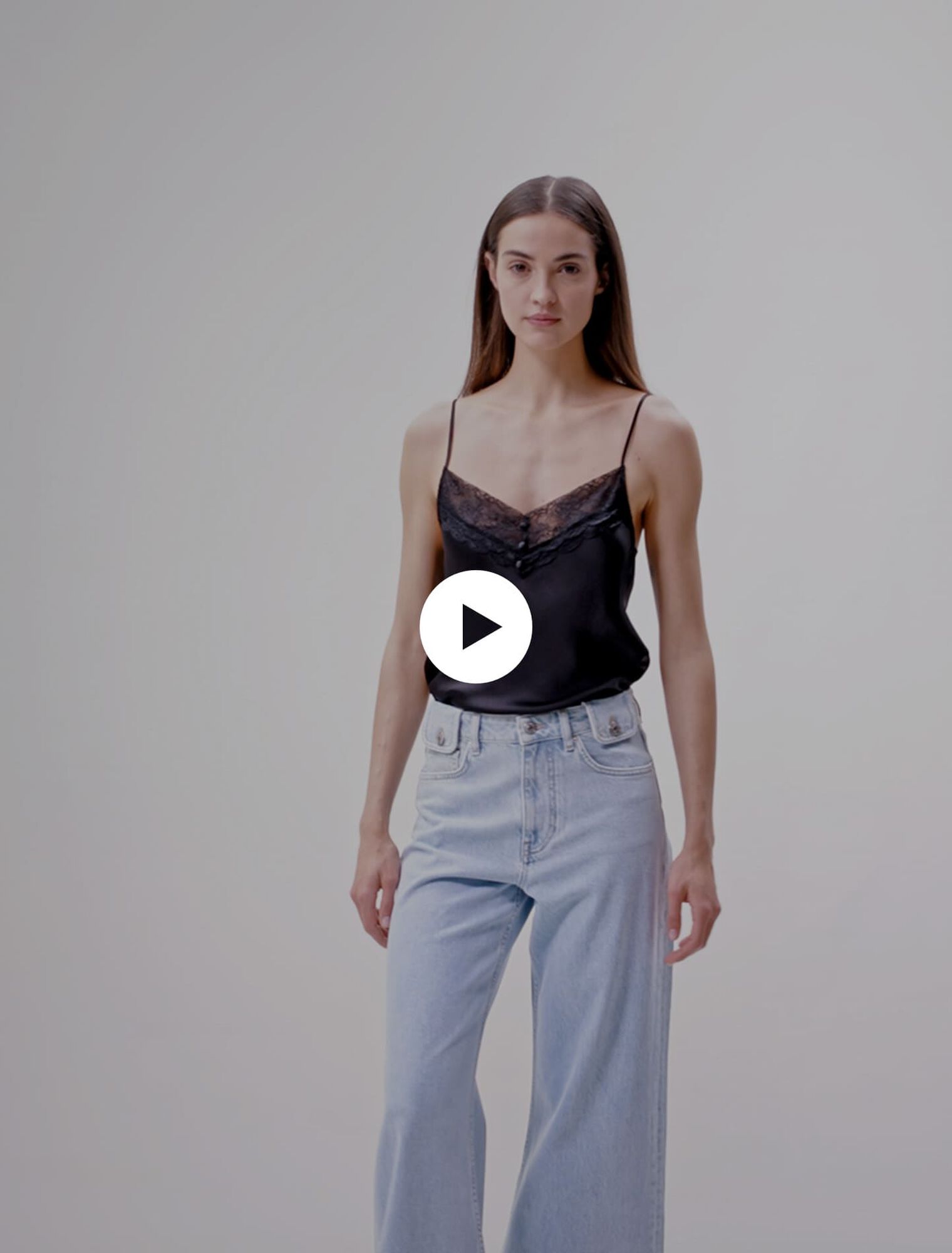 Silk satin and lace top