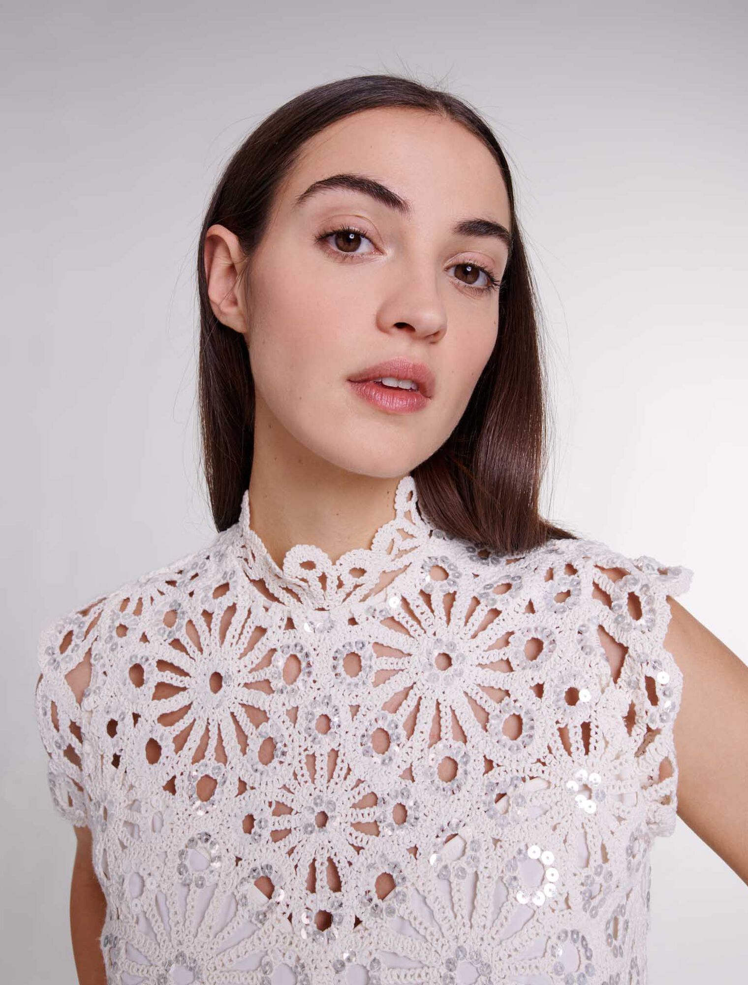 Crochet and sequin top