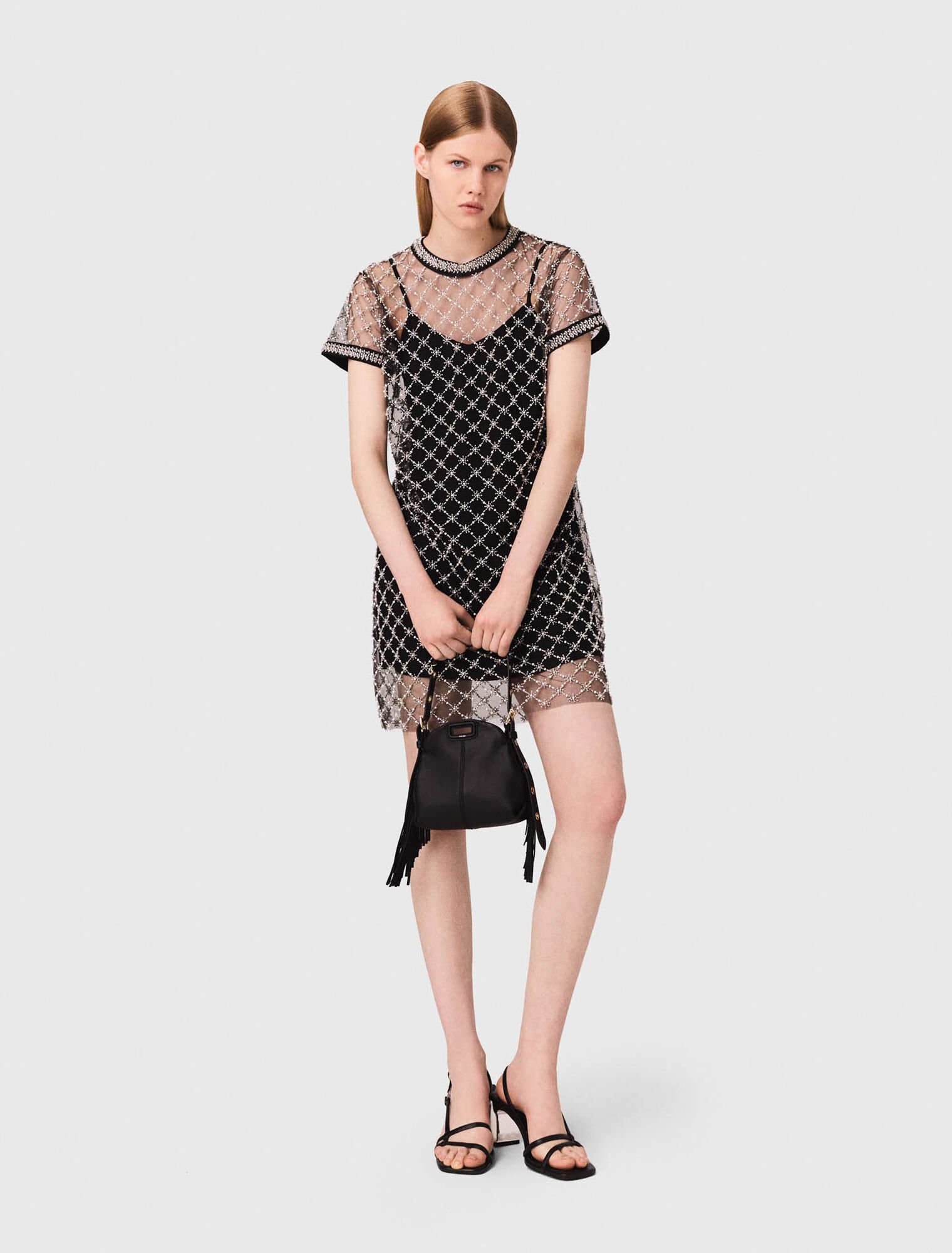 Mini embroidered tulle dress