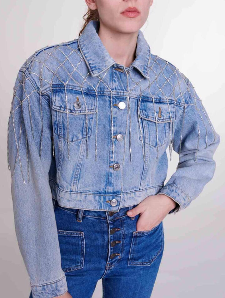 Denim jacket with rhinestones