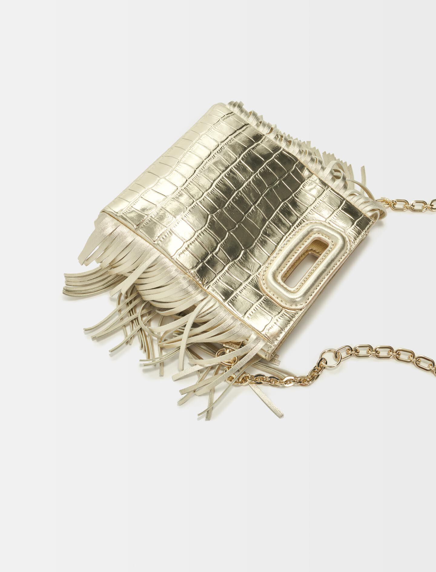 Embossed croc effect leather mini M bag