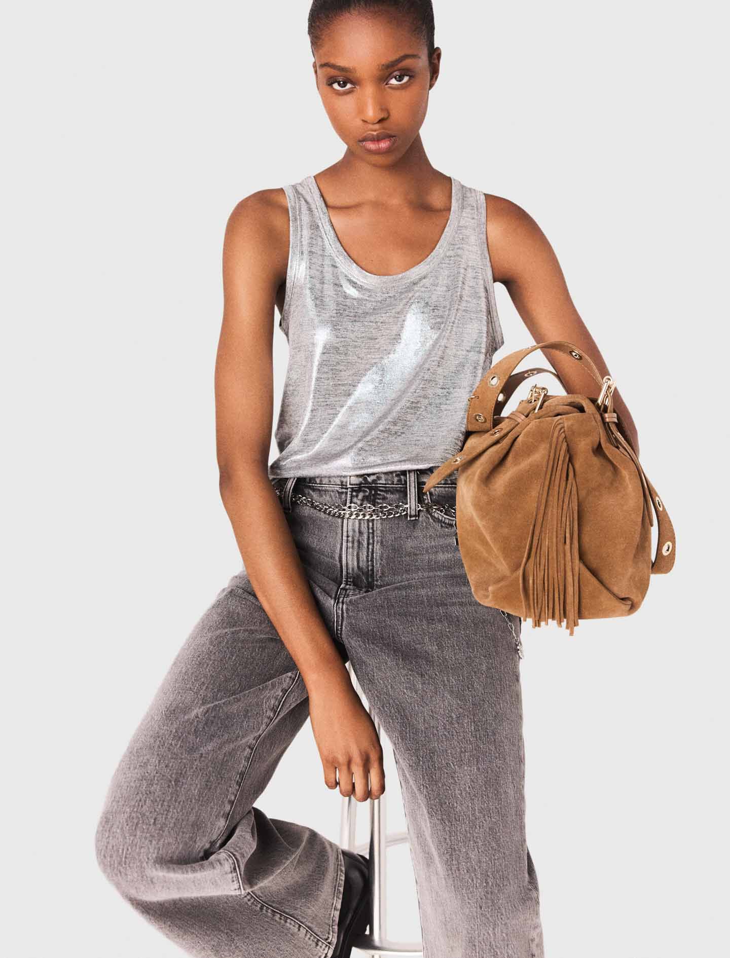 Metallic tank top Black / Gray For Women | Maje