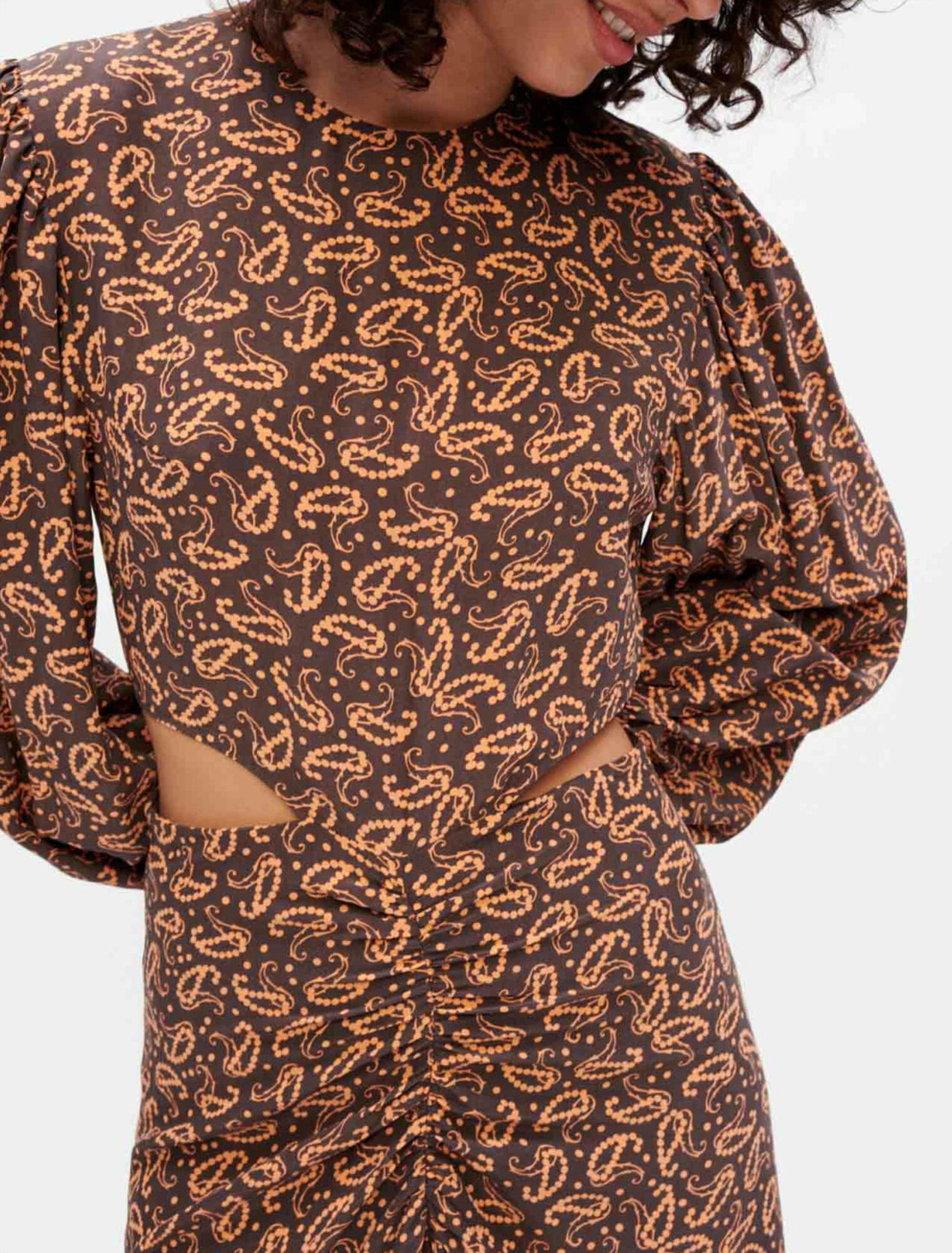 Printed viscose and silk dress