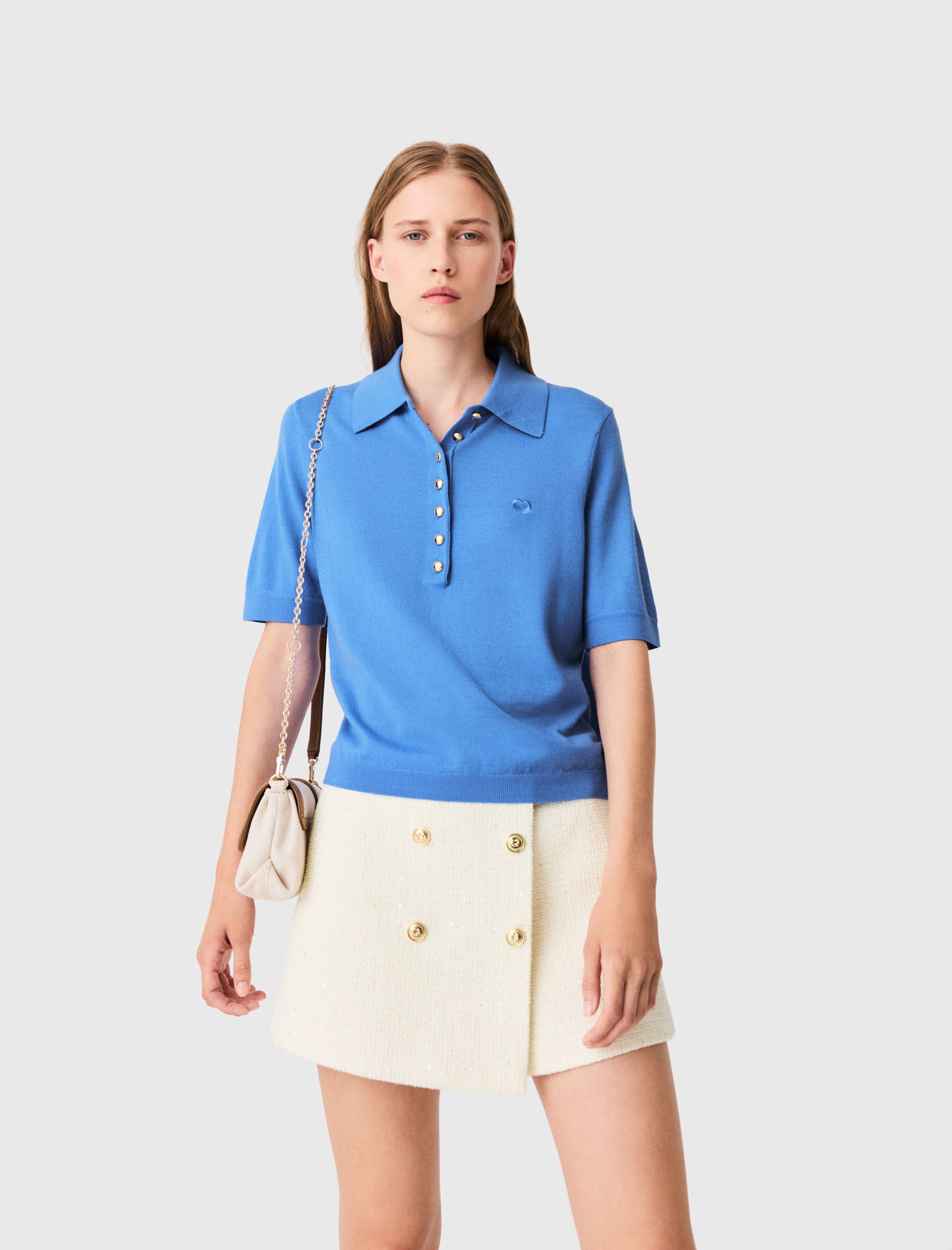 Polo collar sweater Blue For Women | Maje
