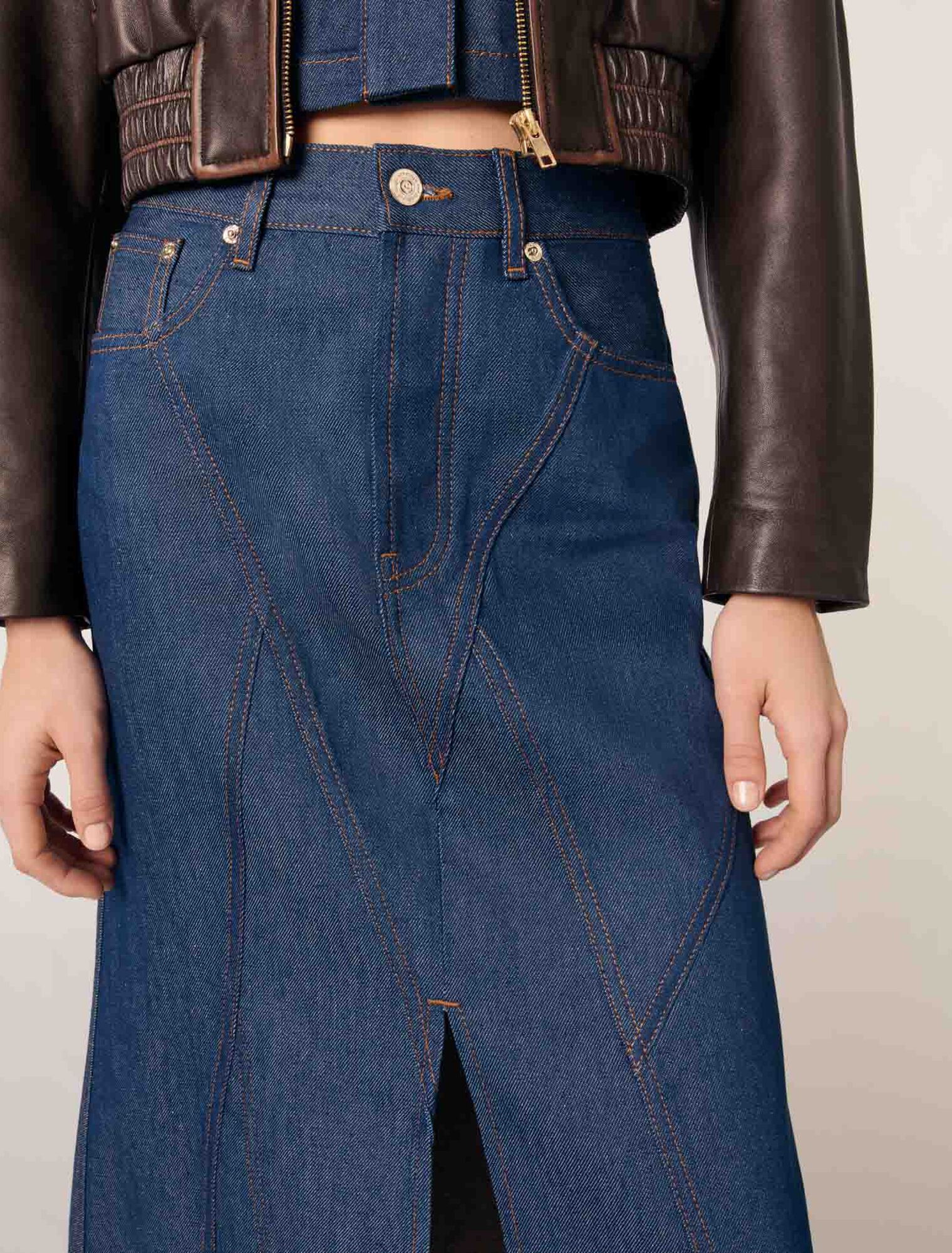 Long denim skirt