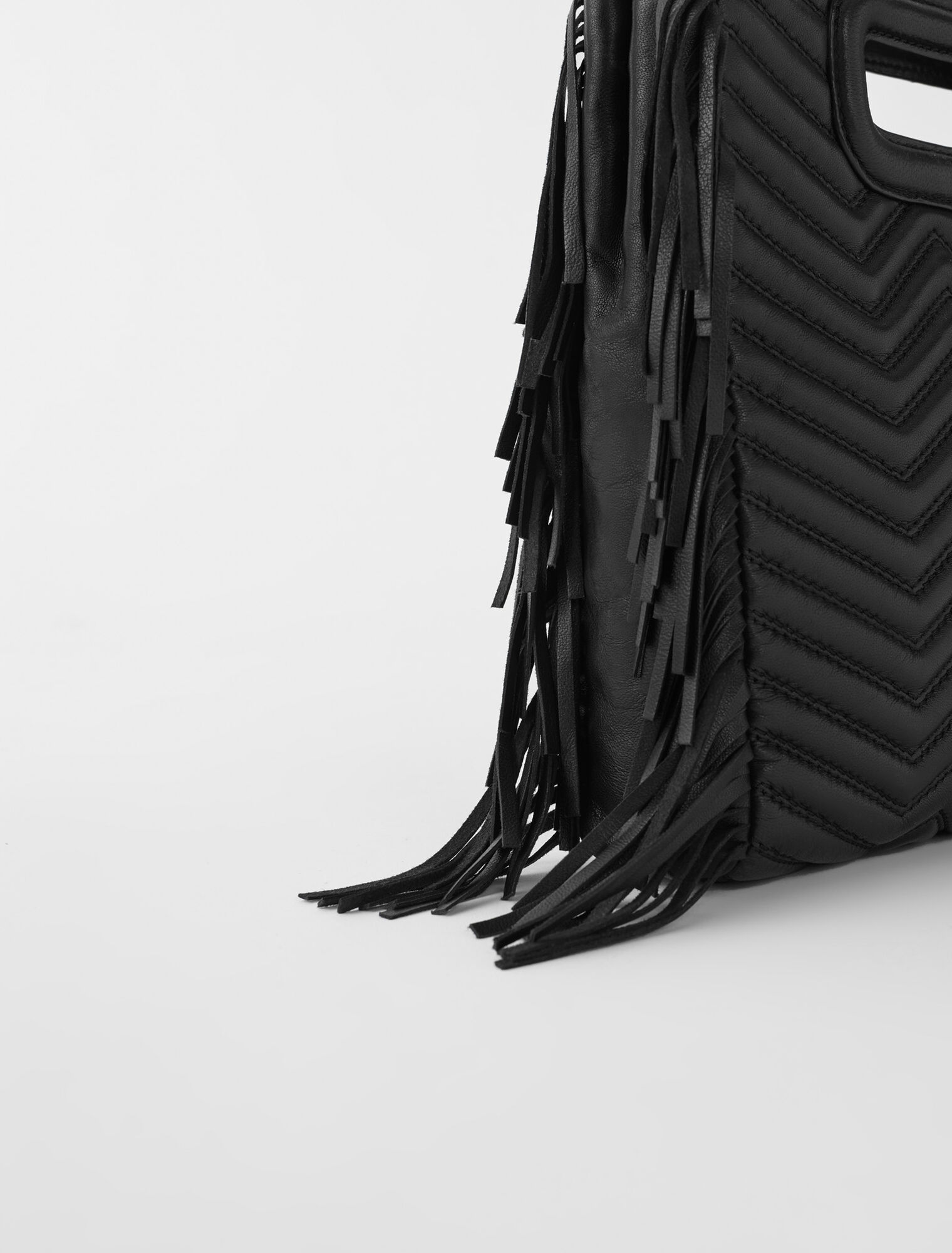 QUILTED LEATHER M BAG Black / Gray For Women Maje