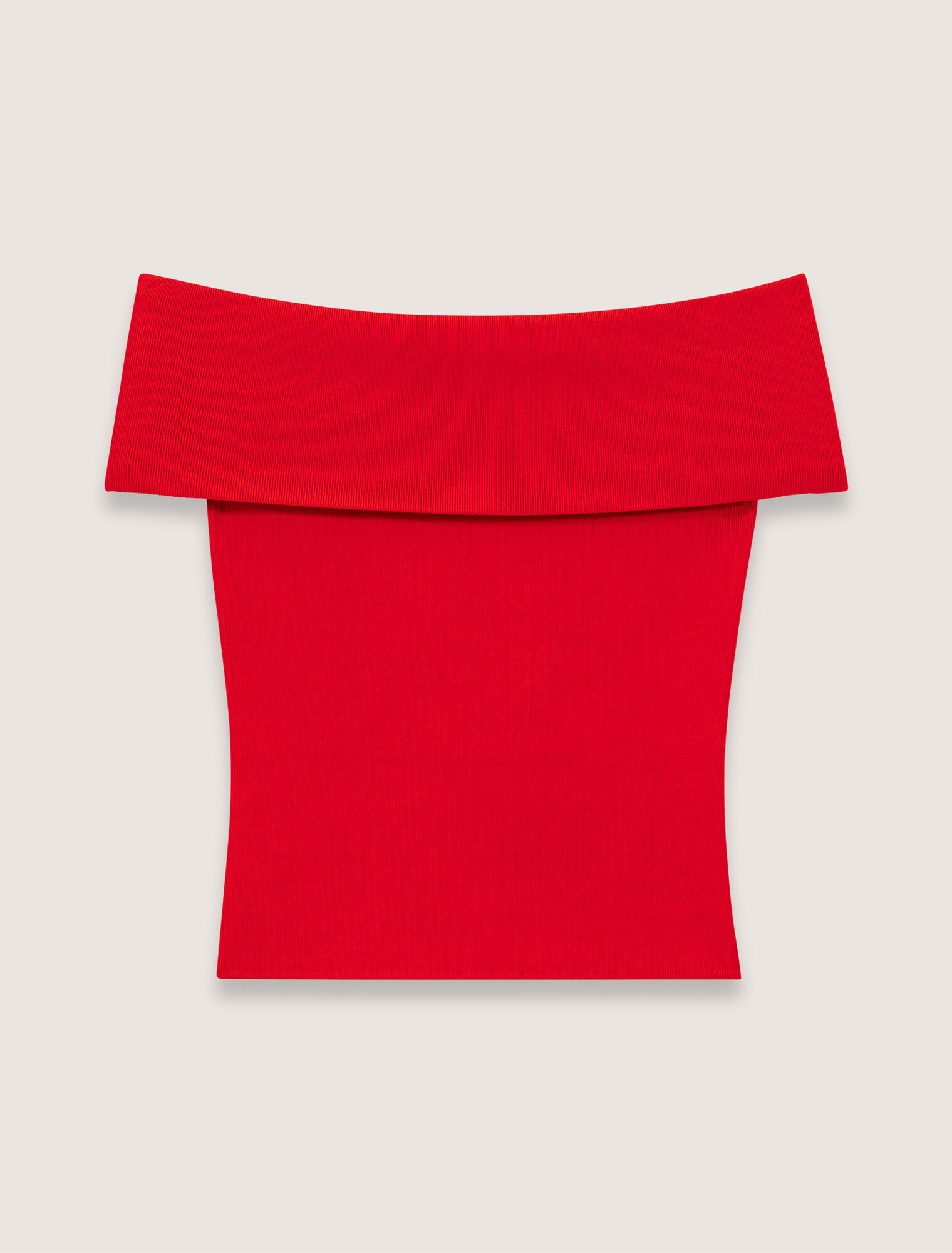 Rib knit bardot-neck top