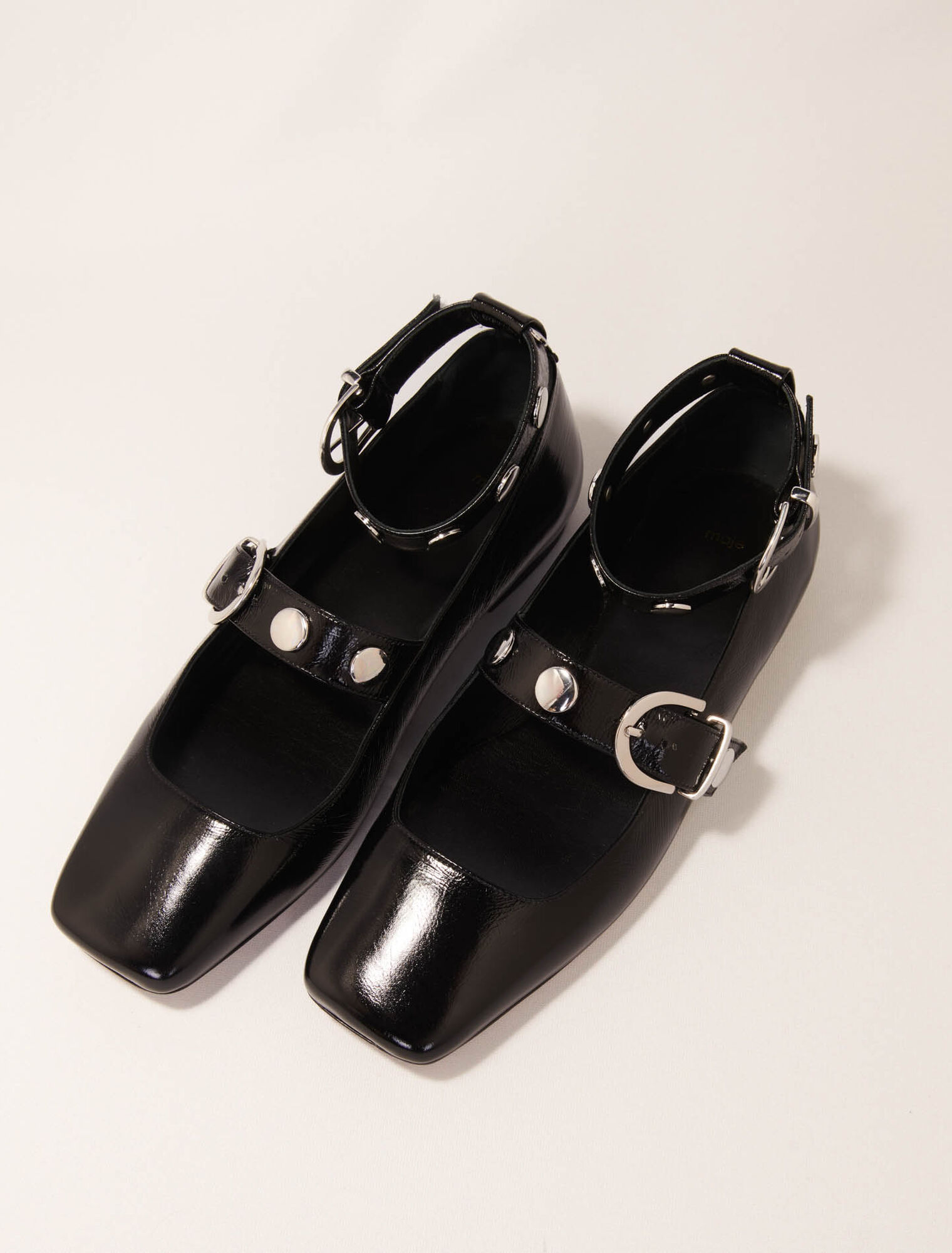 Studded leather Mary Jane flats