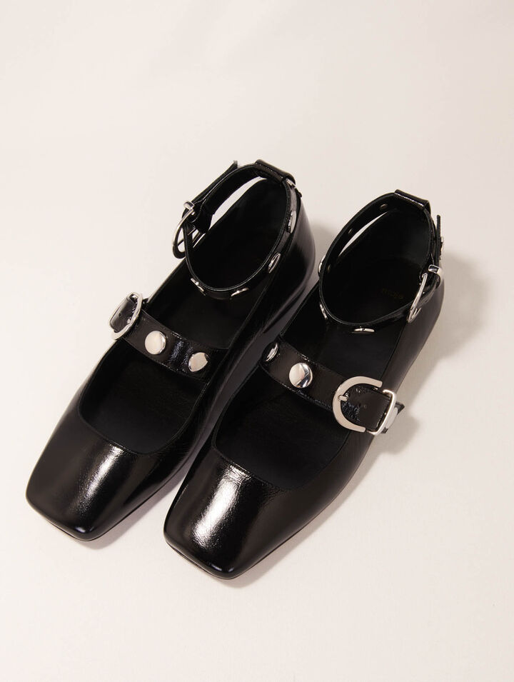Studded leather Mary Jane flats