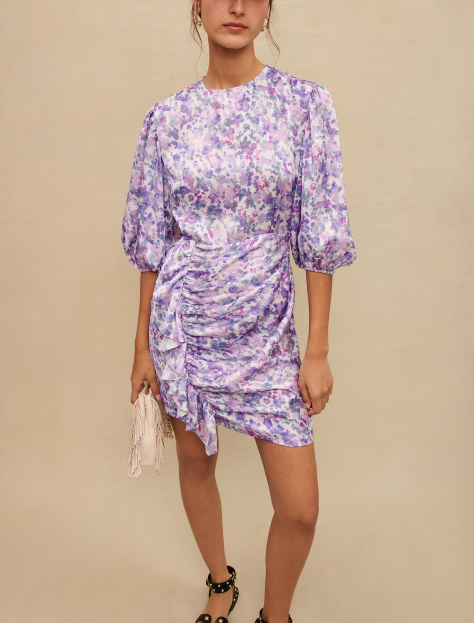Floral draped short dress