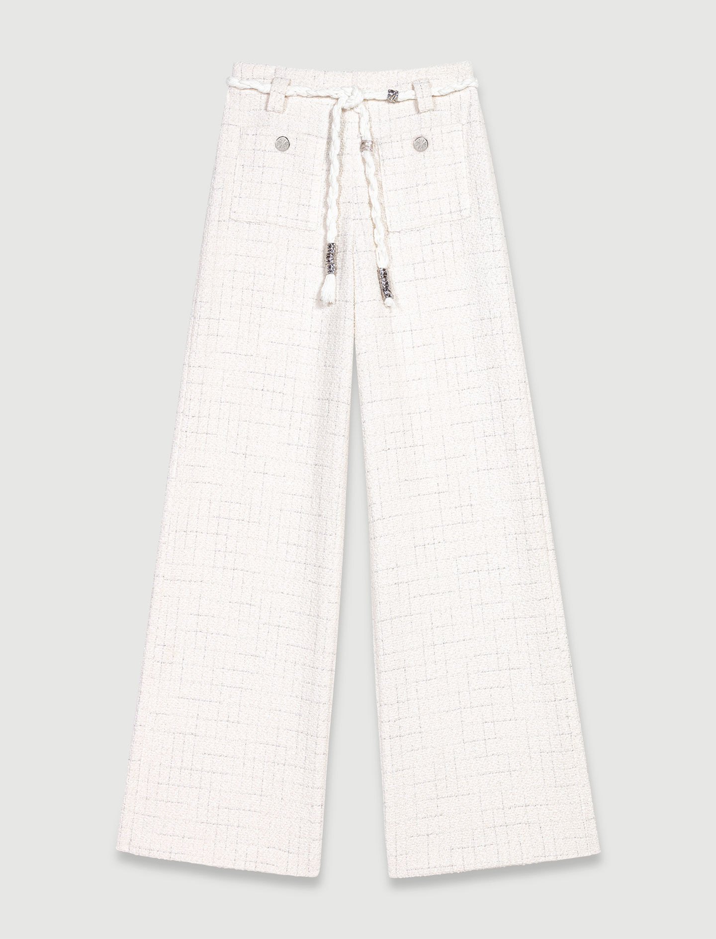 Metallic thread tweed trousers