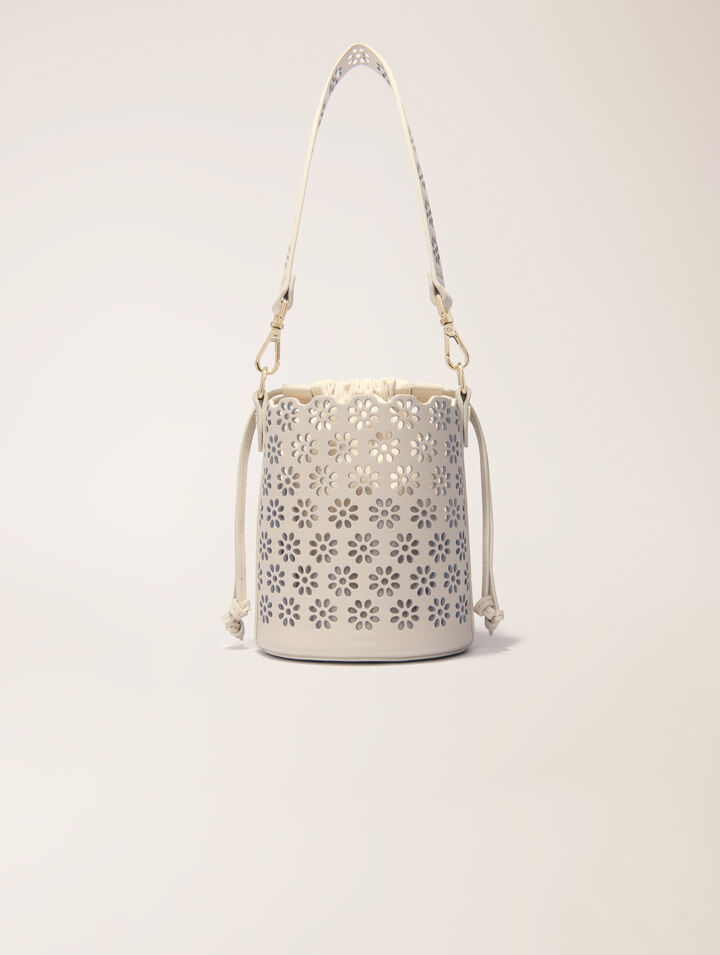 Perforated leather bucket bag