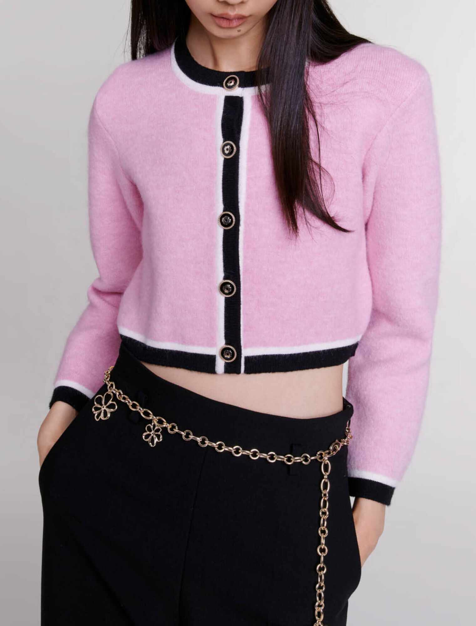 Cropped knit cardigan