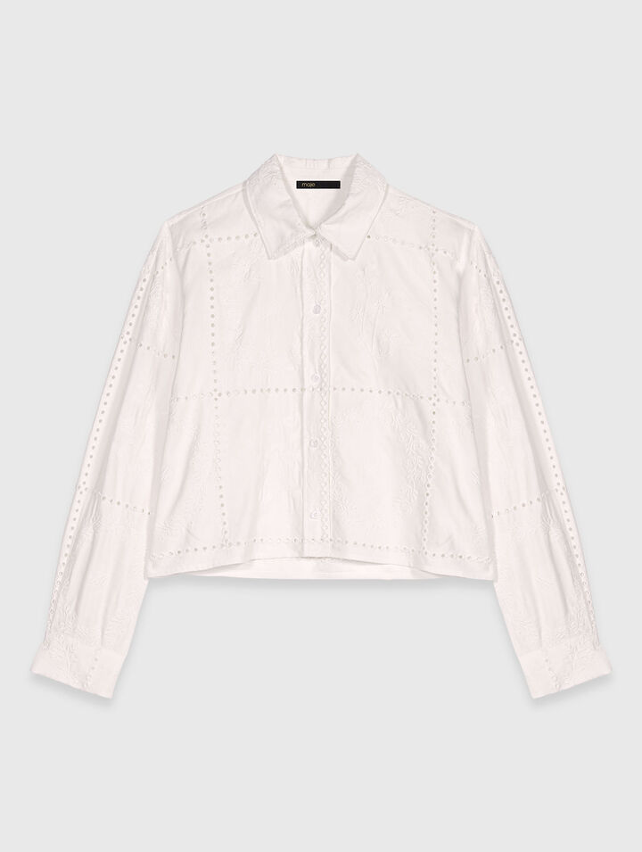 Cropped embroidered shirt