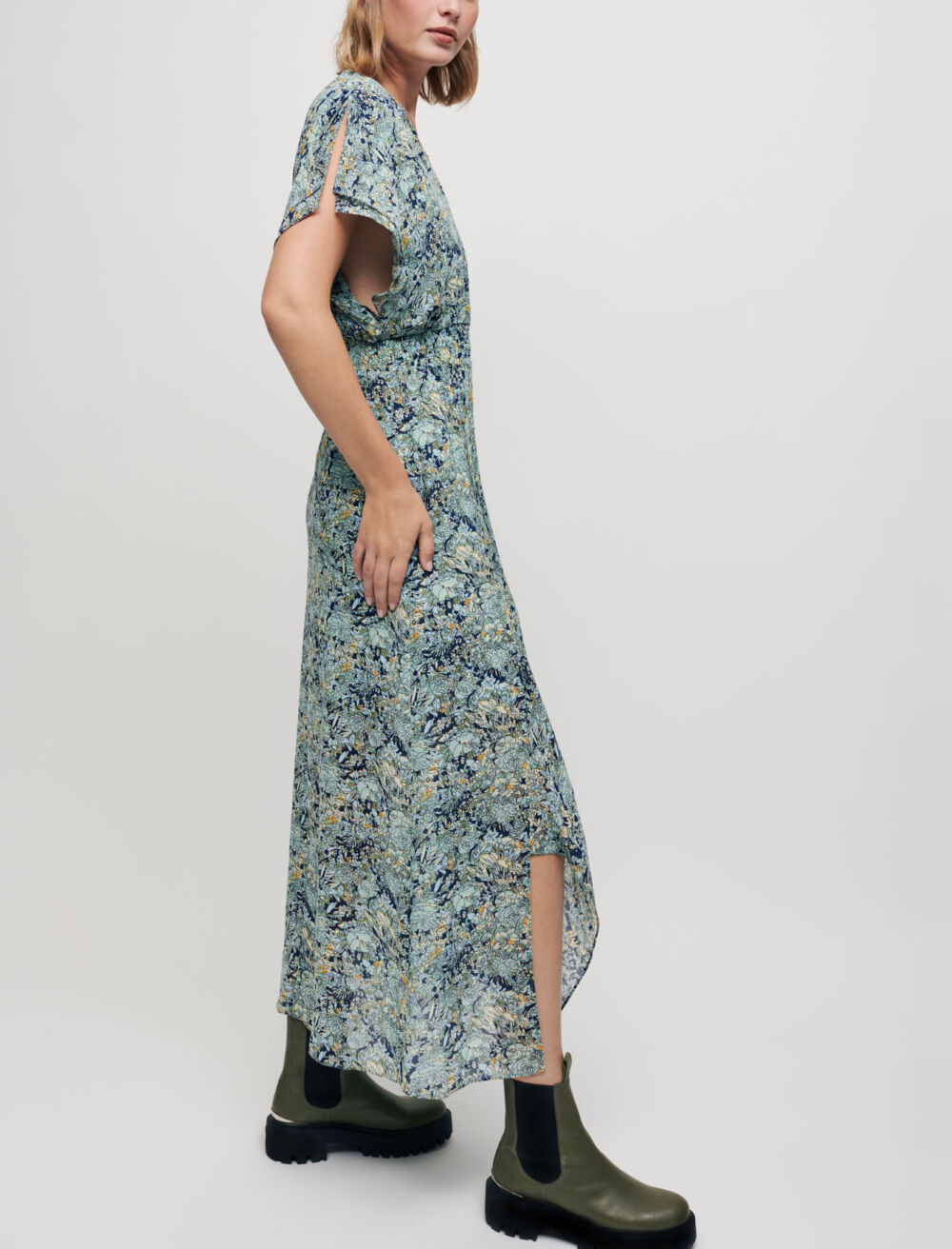 Printed chiffon scarf dress