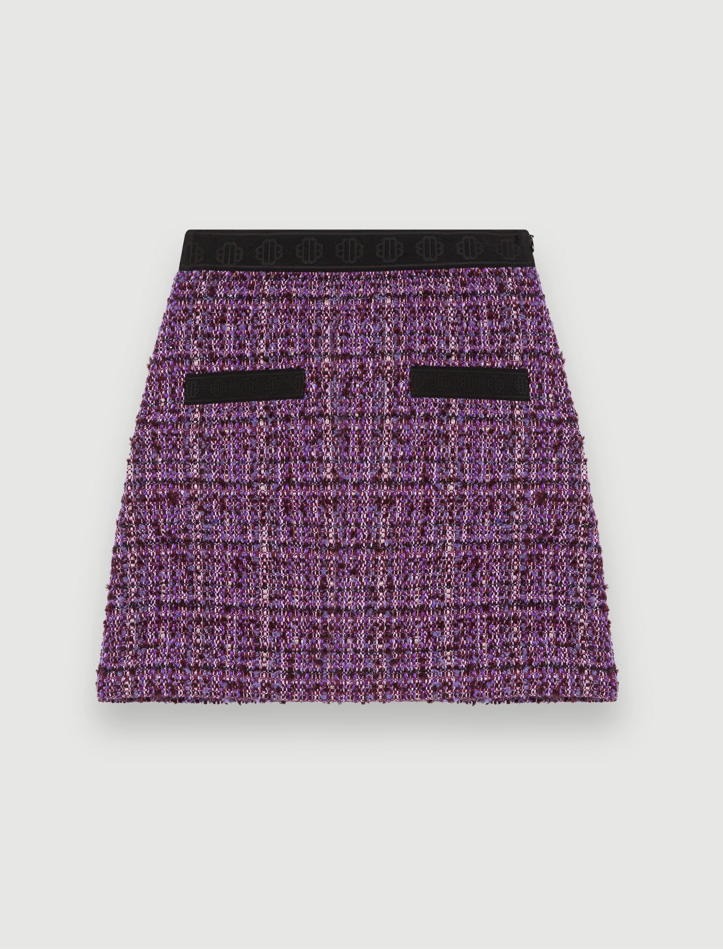 Purple tweed skirt with contrasts Purple For Women | Maje