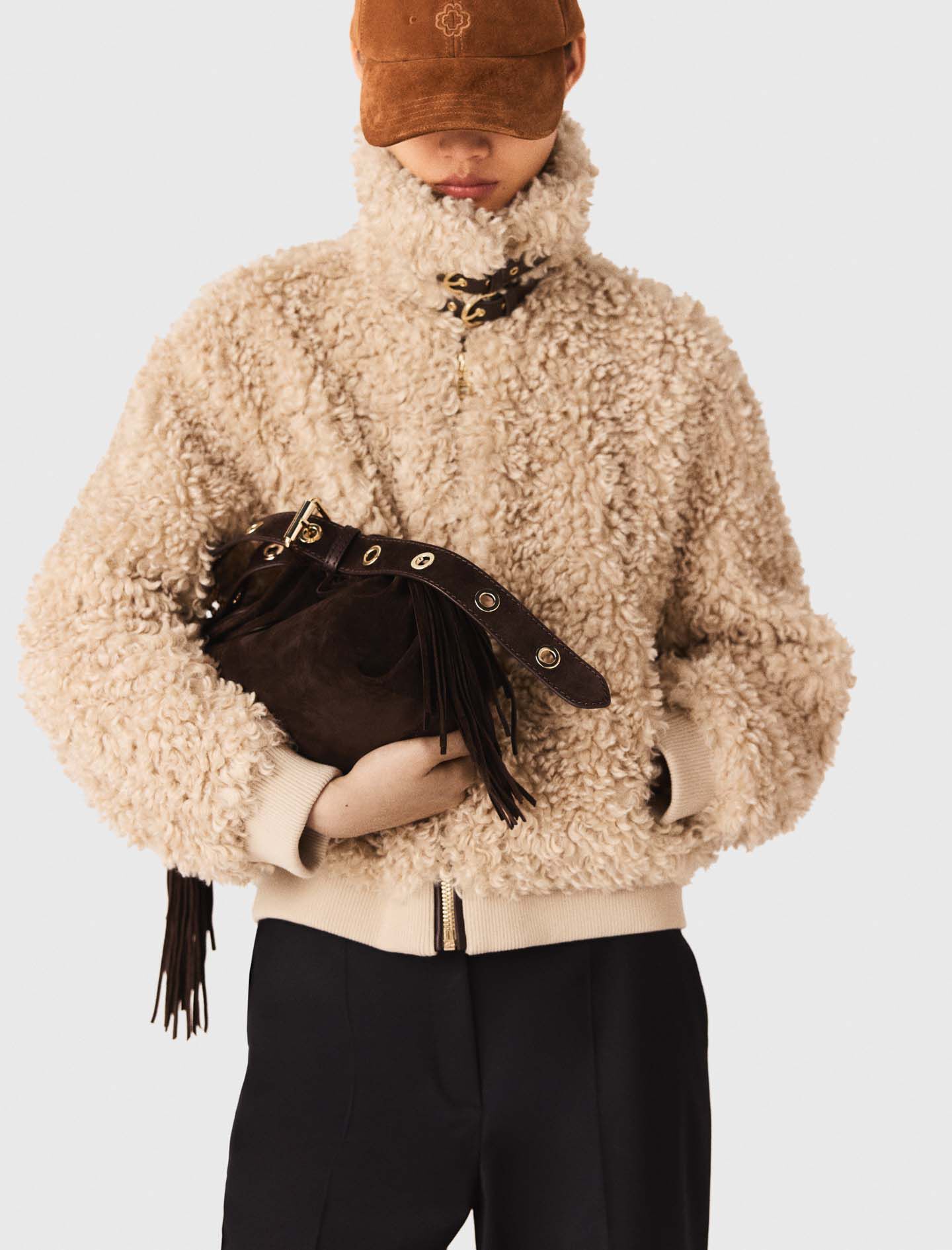 Short bouclé jacket Brown For Women | Maje