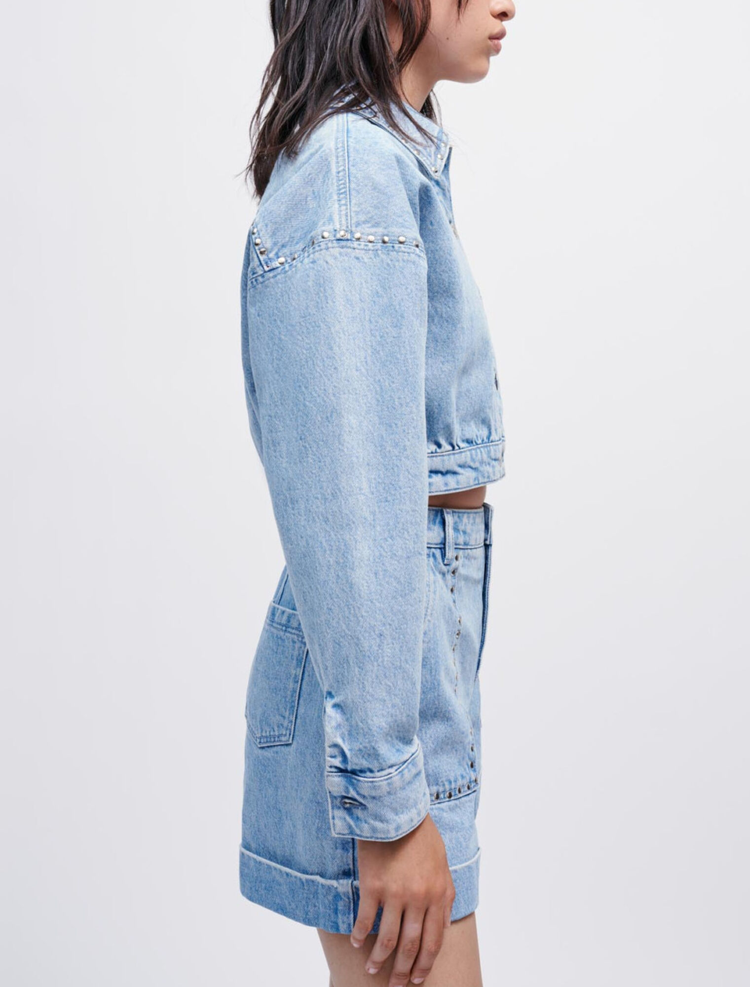 Denim jacket with studs