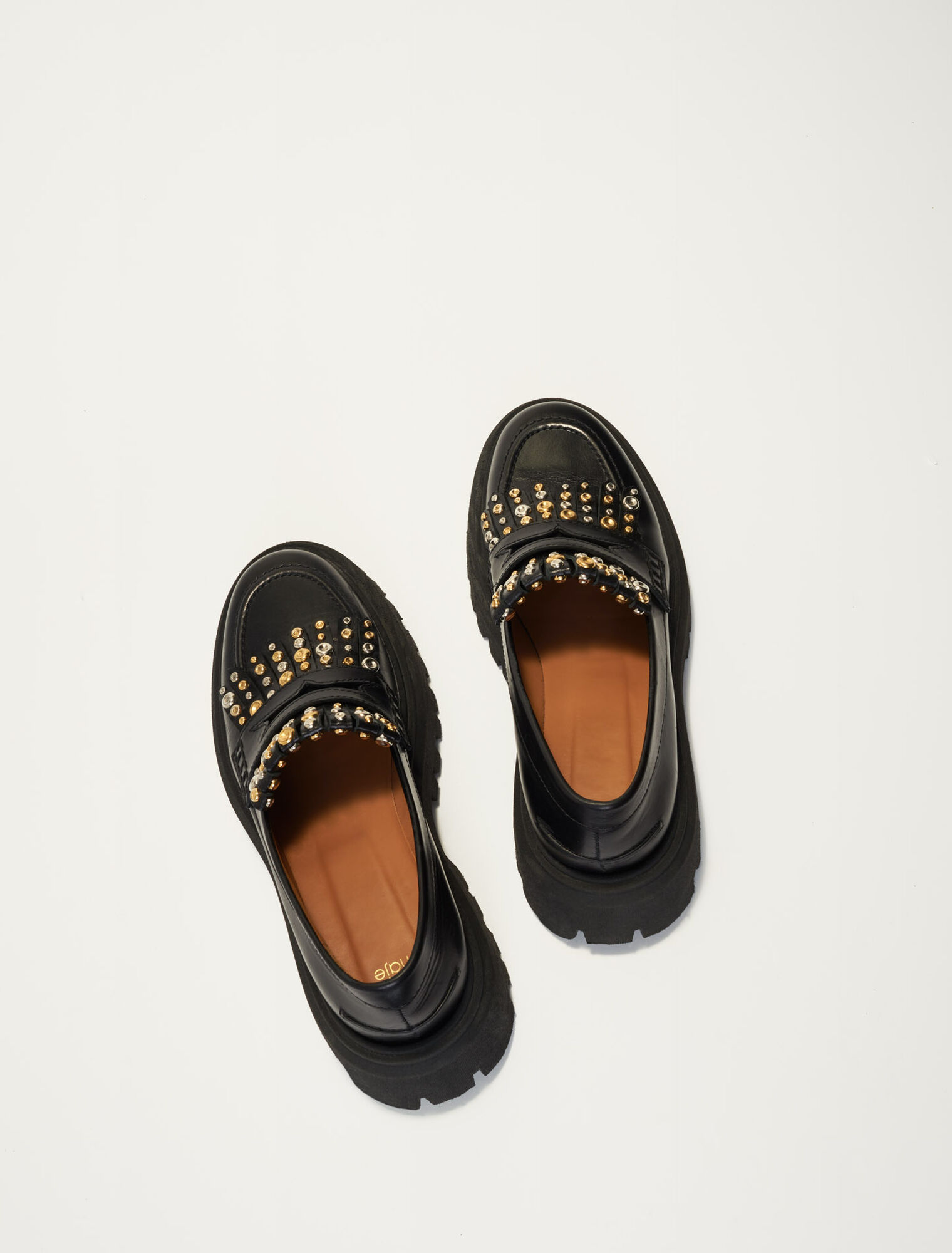Platform moccasins with studs