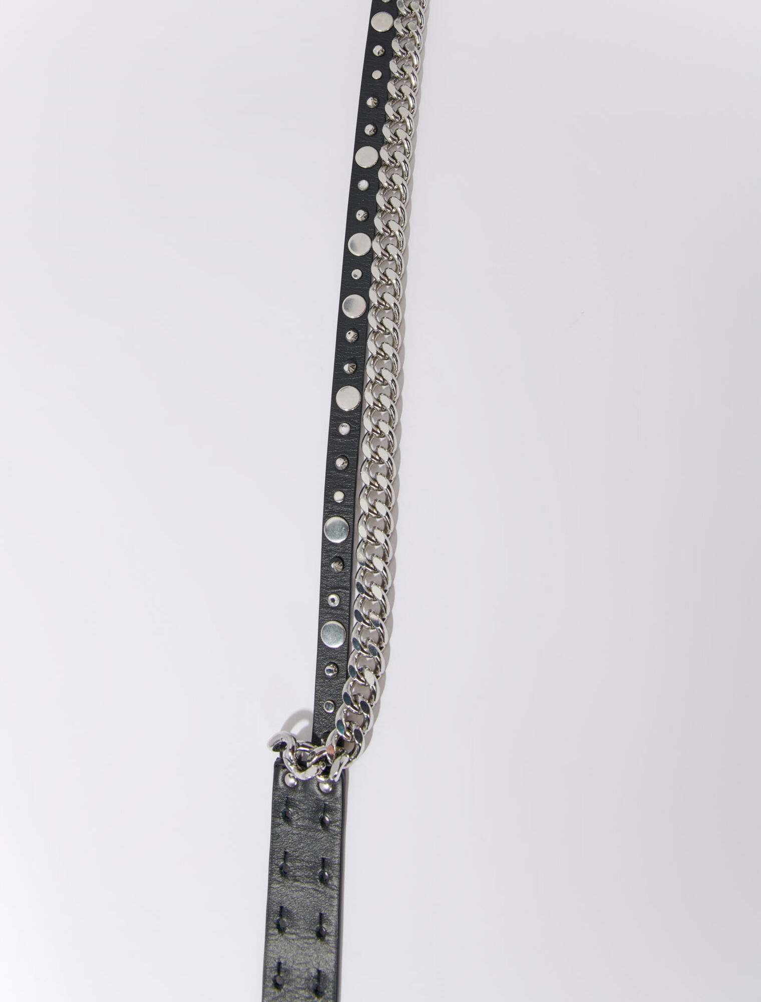 Double leather and chain belt