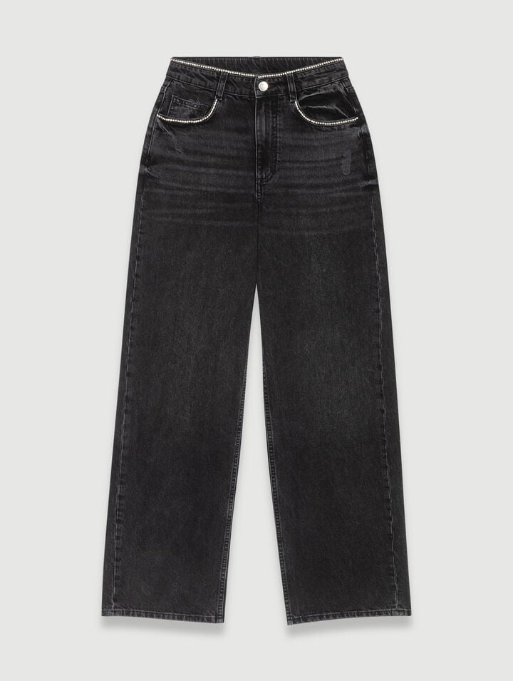 Wide-leg jeans with rhinestones