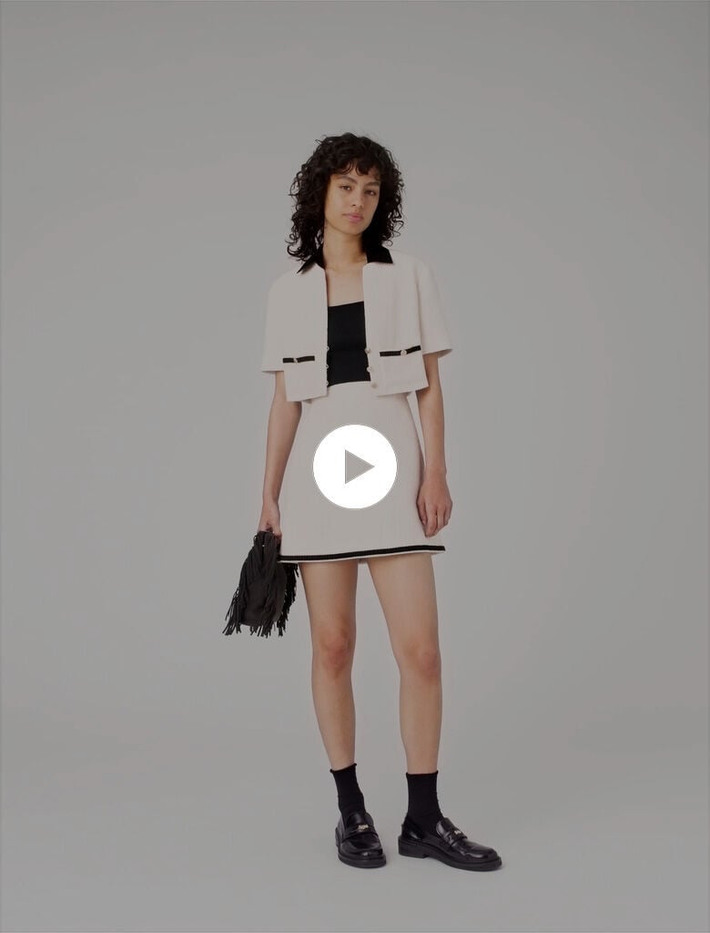【I AM MARI】25SS★ Evian Square S/S Tweed Two-Piece OP THE PUFF SLEEVE JACKET in NAVY METALLIC TWEED – Lisa Marie
