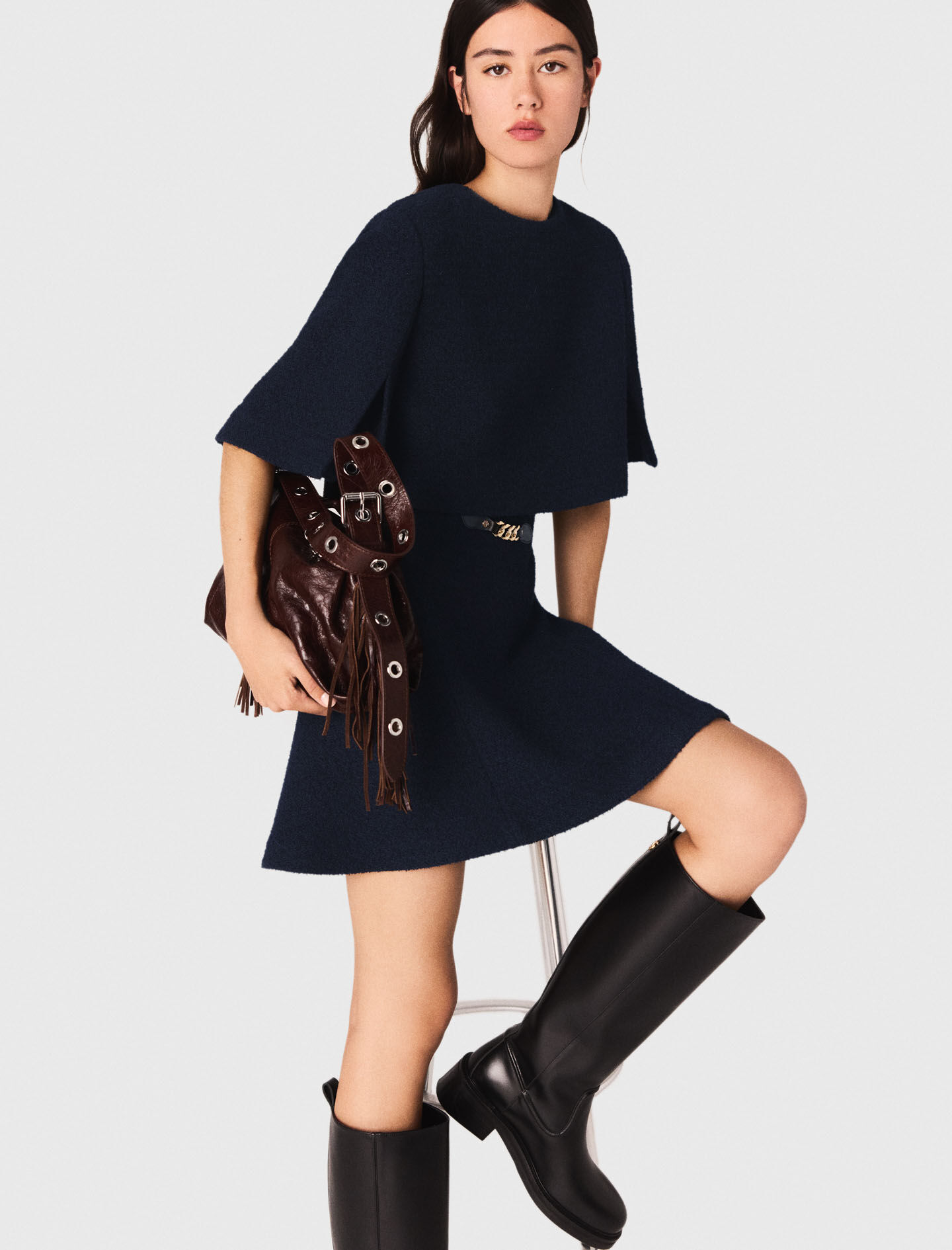 2-in-1 tweed-effect dress Blue For Women | Maje