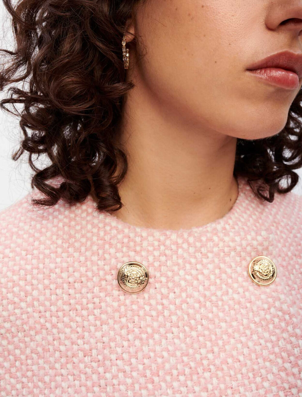 Pink and ecru mottled tweed dress Pink For Women | Maje