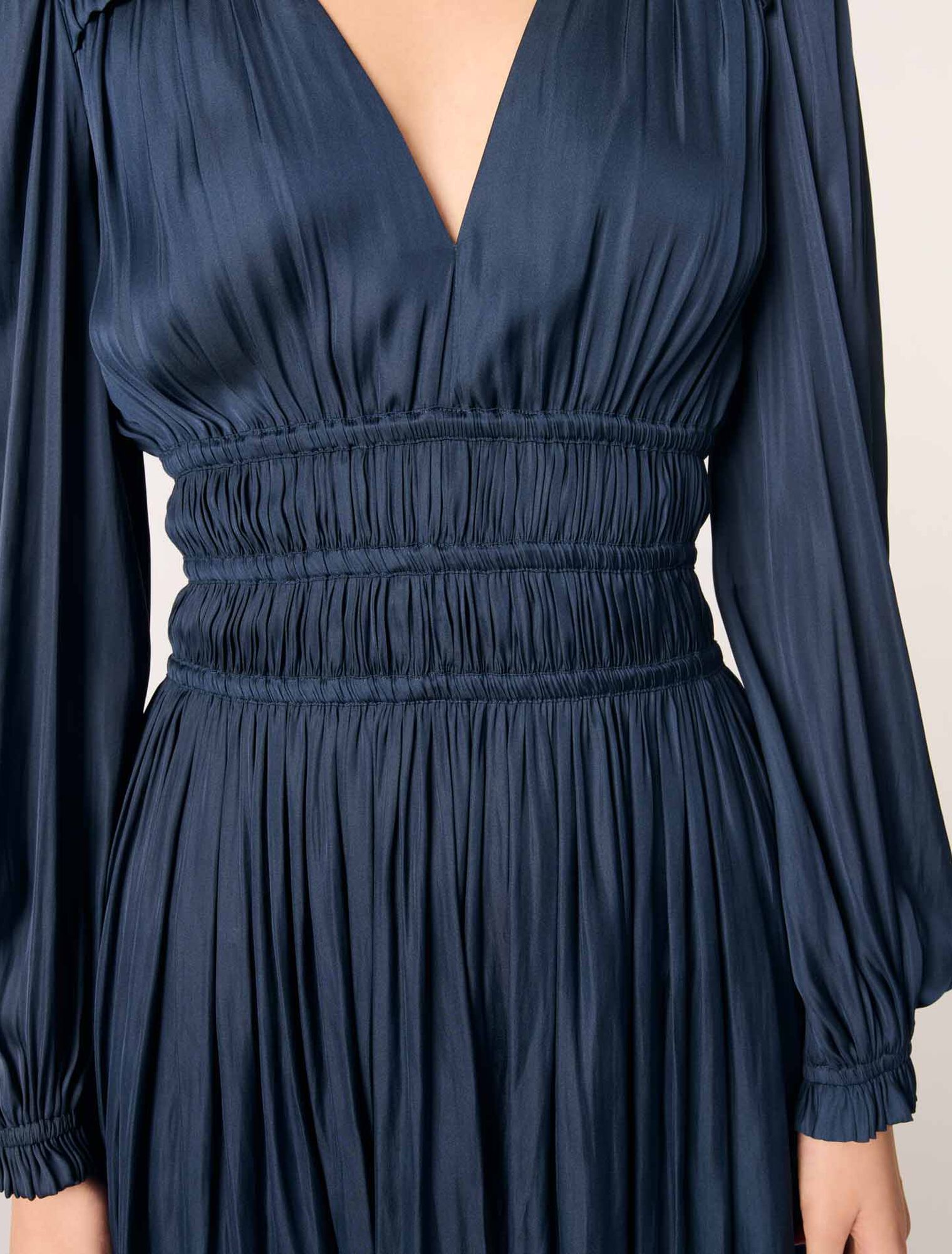 Mini satin dress with ruffles