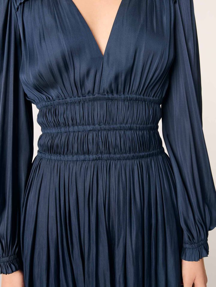 Mini satin dress with ruffles