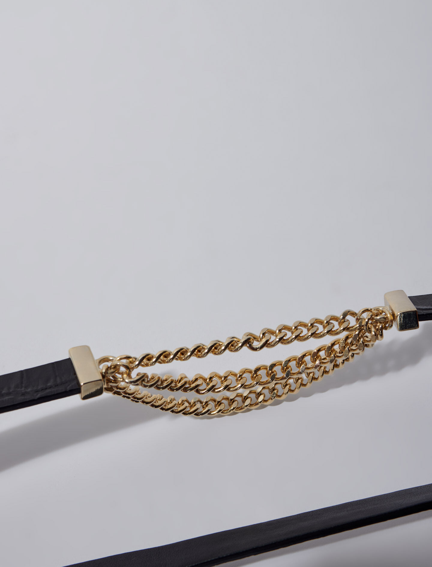 Clover leather and chain belt