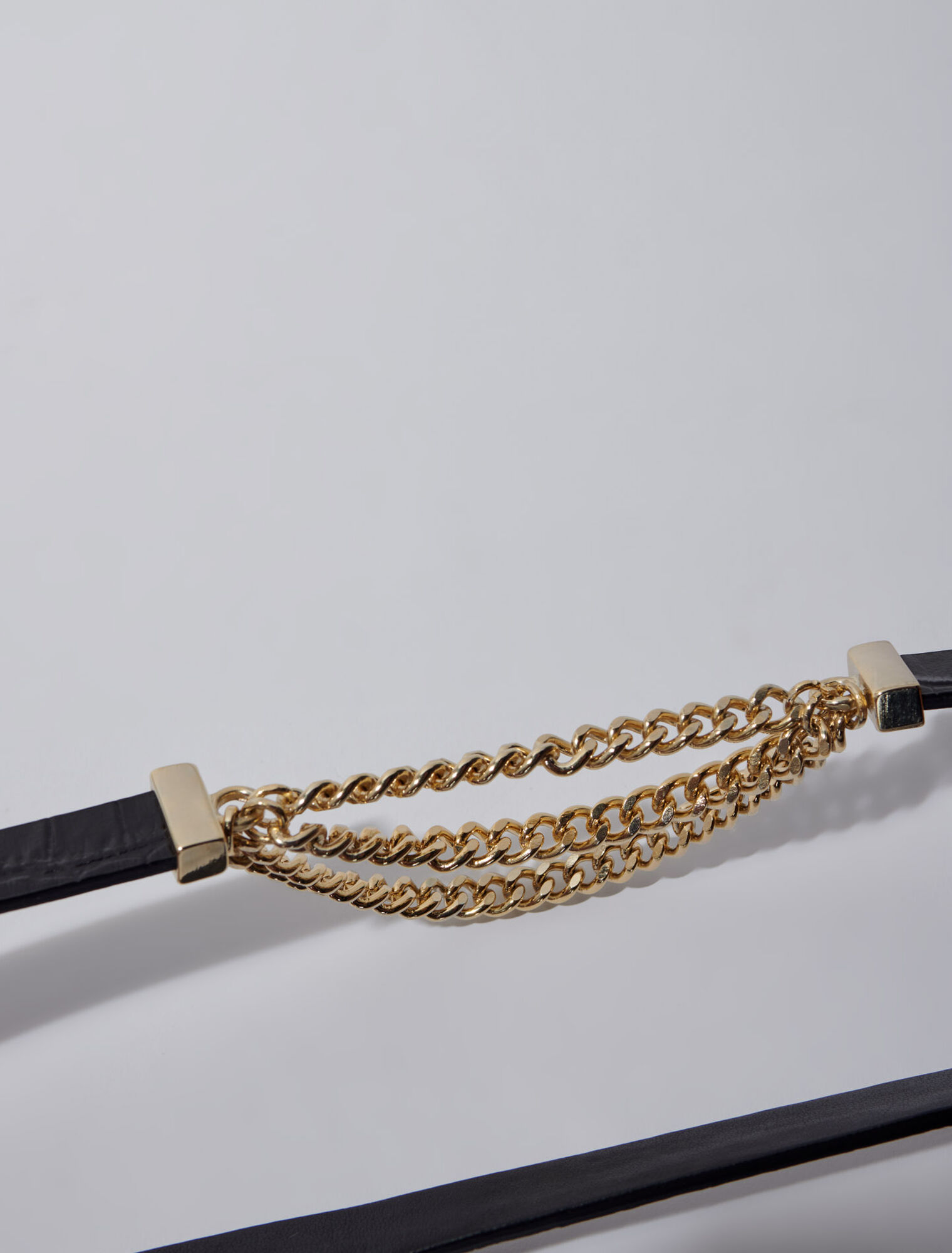 Clover leather and chain belt
