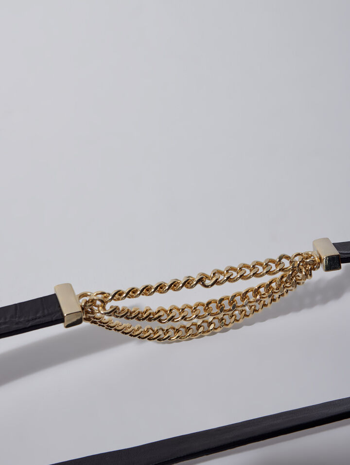 Clover leather and chain belt