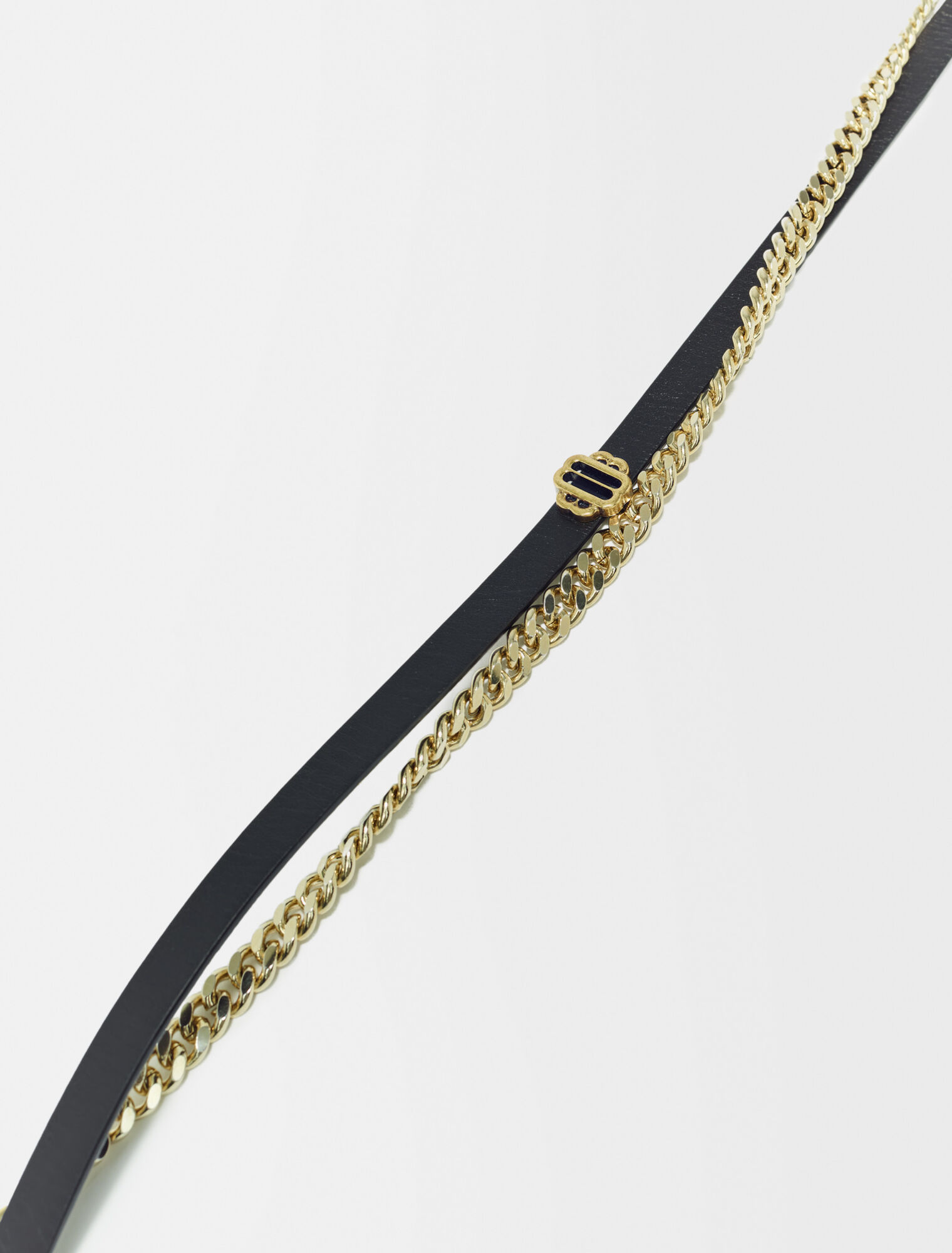 Leather and chain double belt