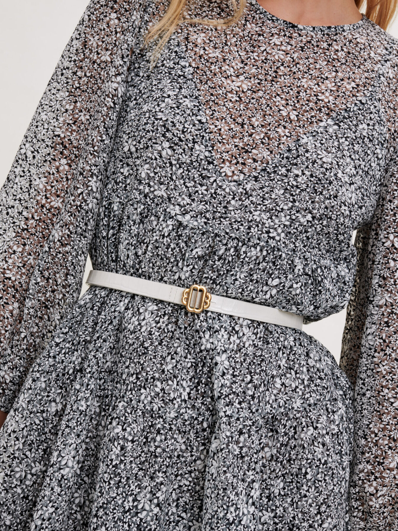 Baby doll dress in printed jacquard
