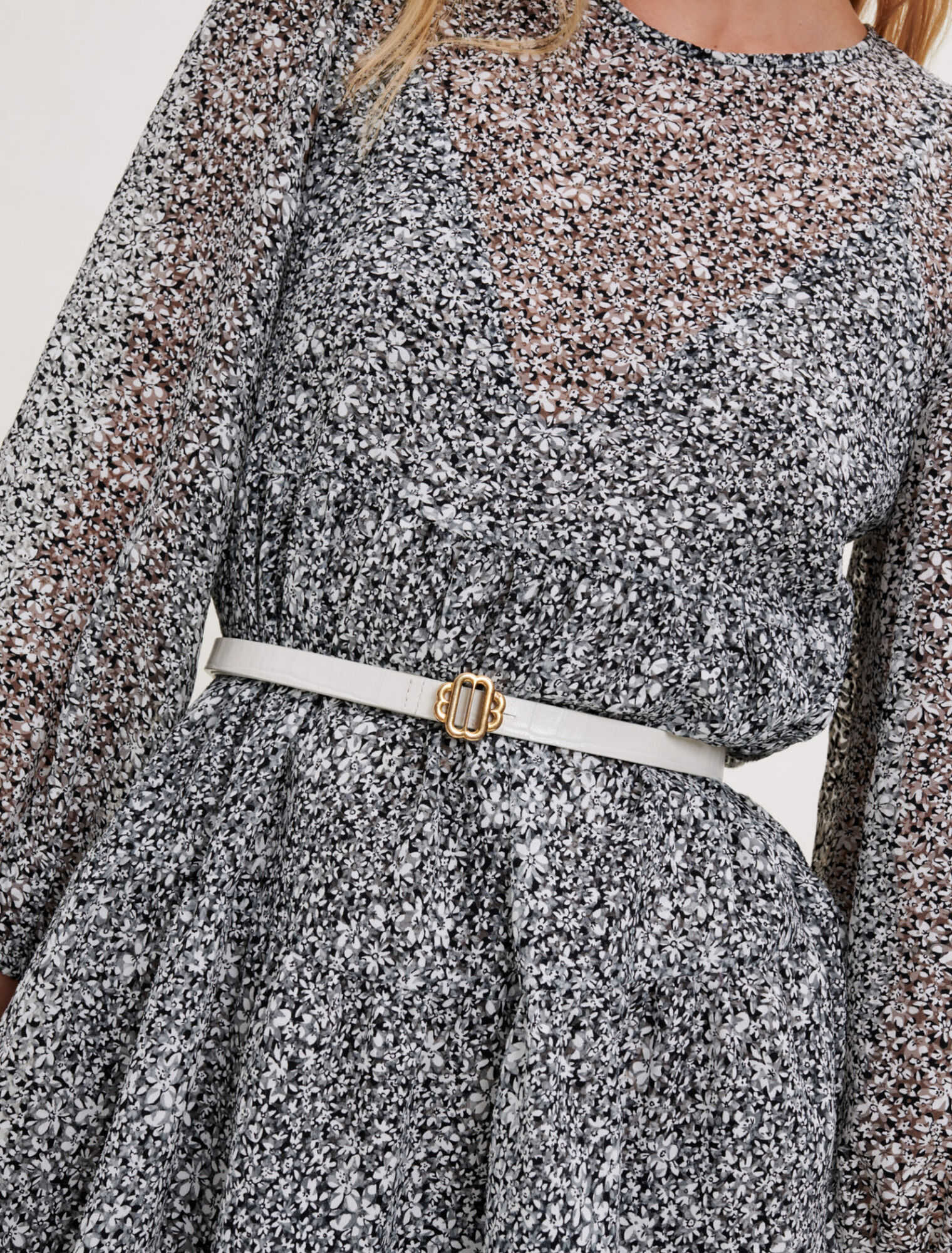 Baby doll dress in printed jacquard